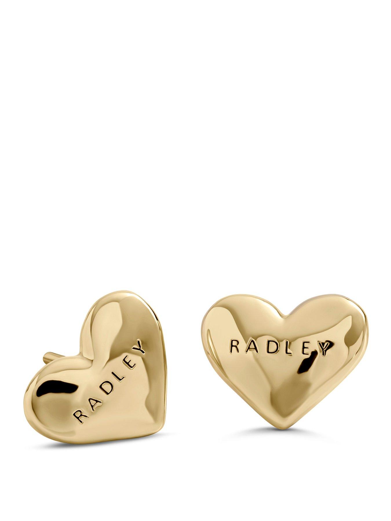 Radley 18ct Gold Plated Hammered Heart Earrings