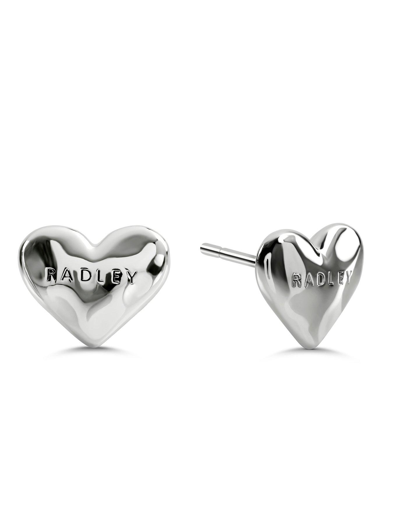  image of radley-silver-plated-hammered-heart-earrings