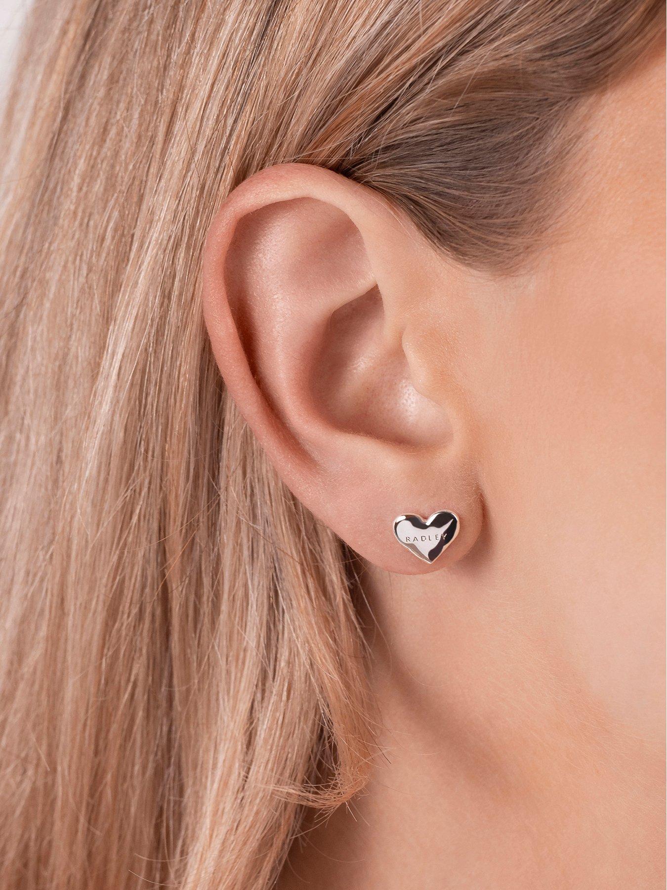  image of radley-silver-plated-hammered-heart-earrings