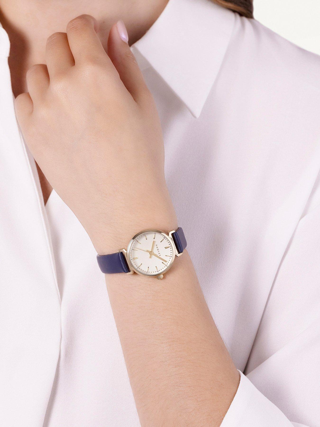  image of radley-ladies-mini-t-bar-ink-leather-watch