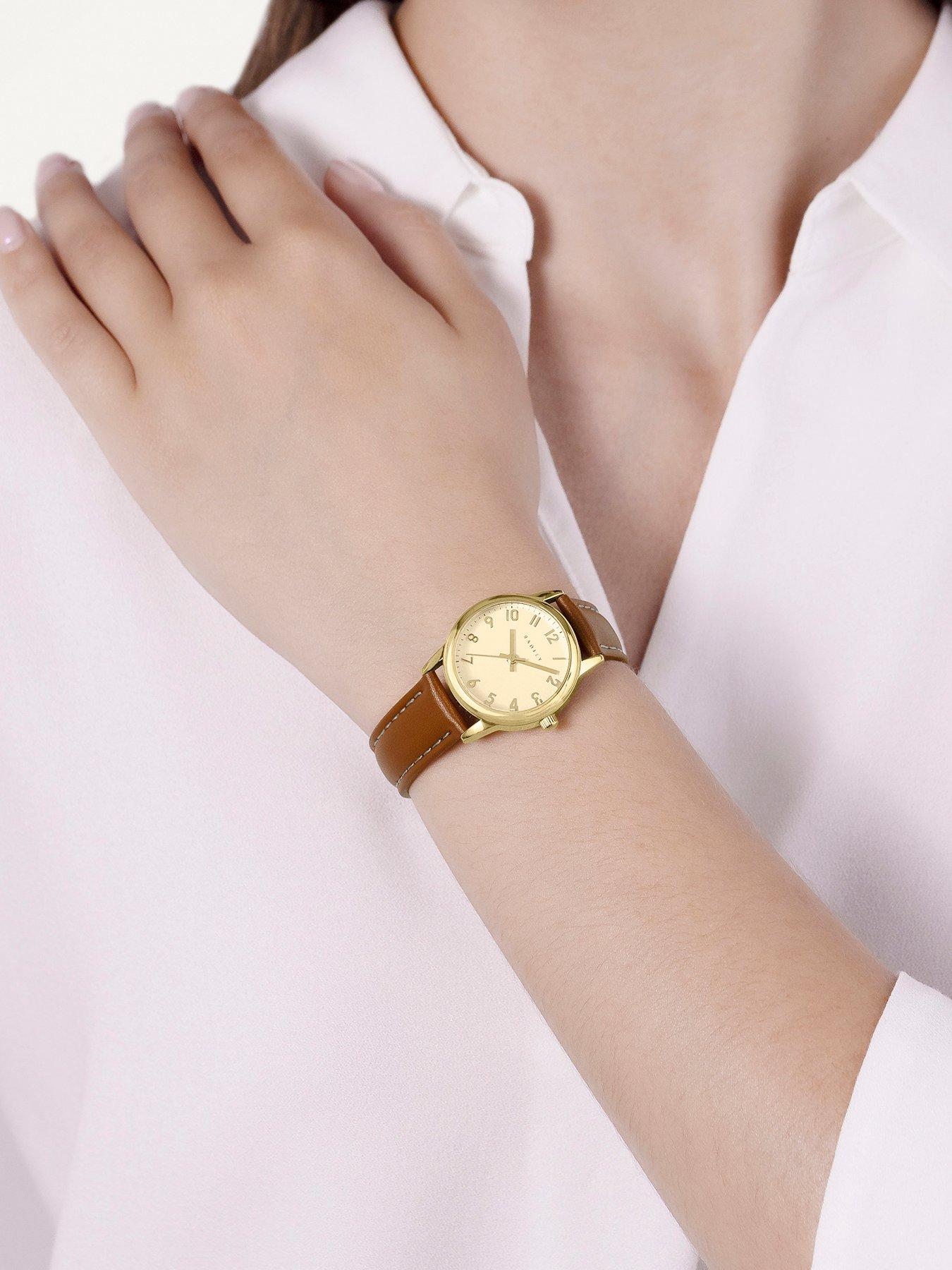  image of radley-ladies-mini-full-number-cognac-leather-strap-watch