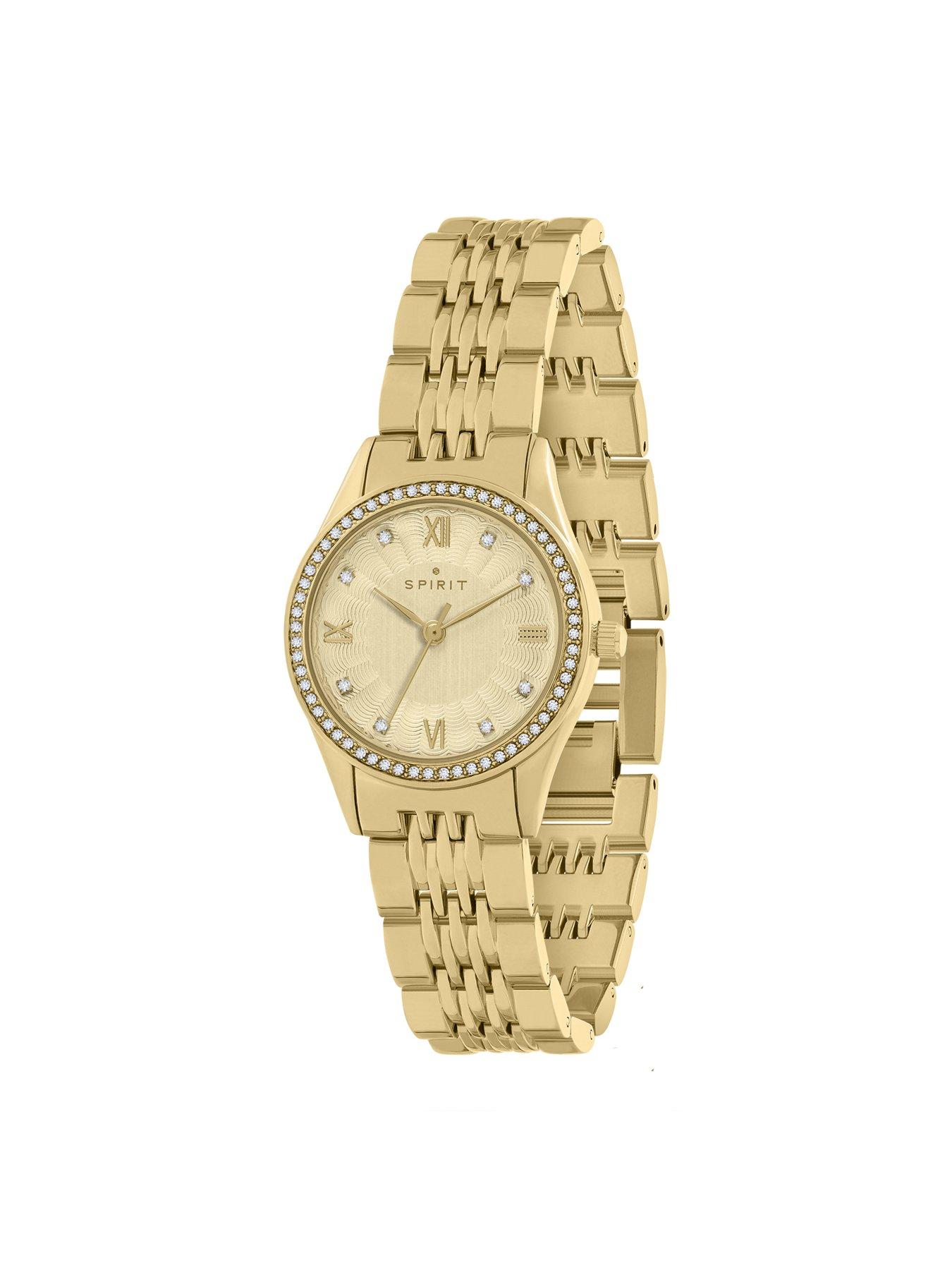 Image 2 of 4 of Spirit Ladies Polished Pale Gold Stone Bezel Bracelet Watch