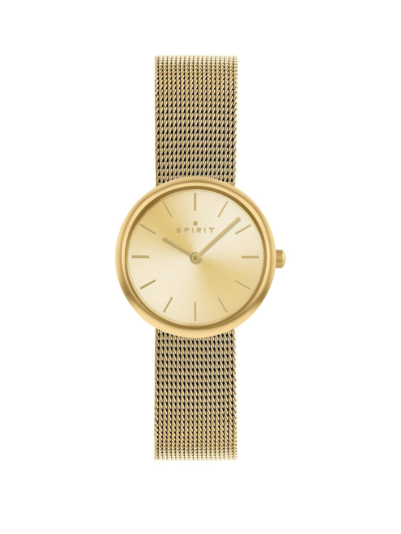 spirit-ladies-polished-pale-gold-stainless-steel-mesh-bracelet-watch