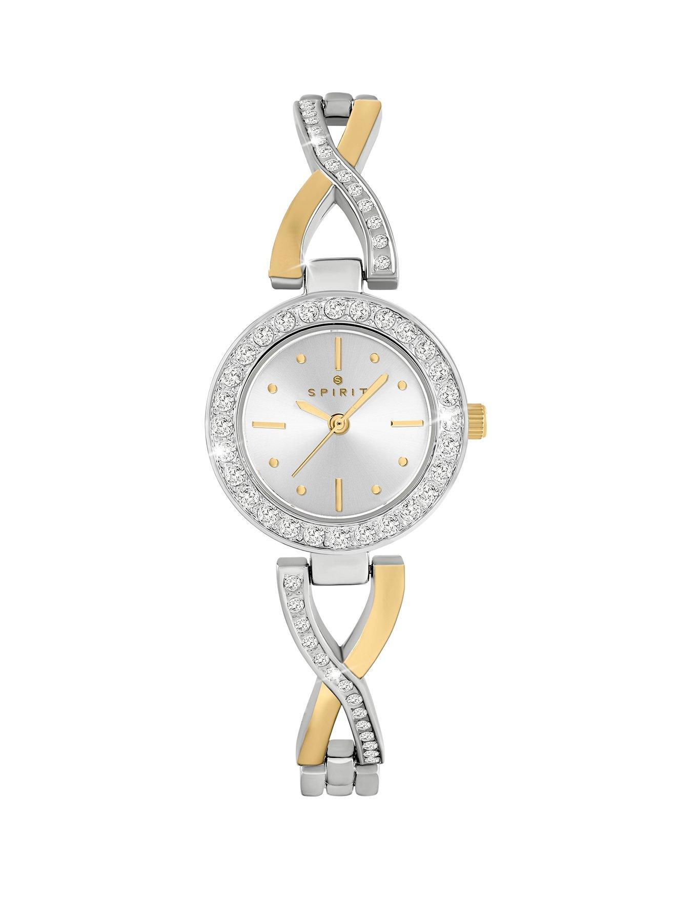  image of spirit-ladies-silver-amp-gold-plated-stone-set-bracelet-watch