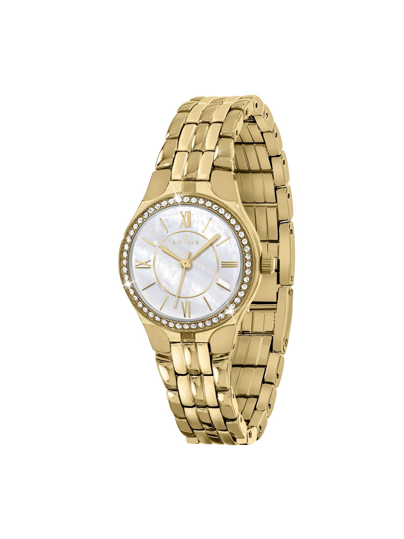  image of spirit-ladies-gold-plated-stone-set-bracelet-watch
