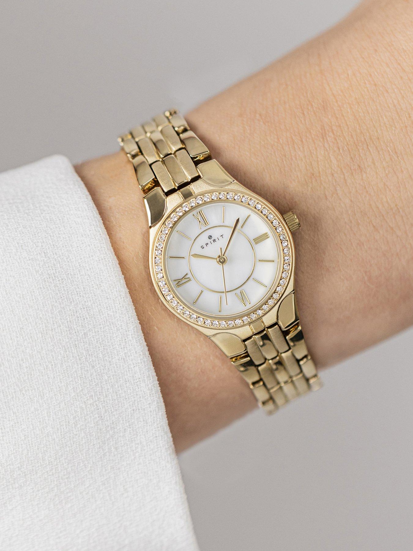  image of spirit-ladies-gold-plated-stone-set-bracelet-watch