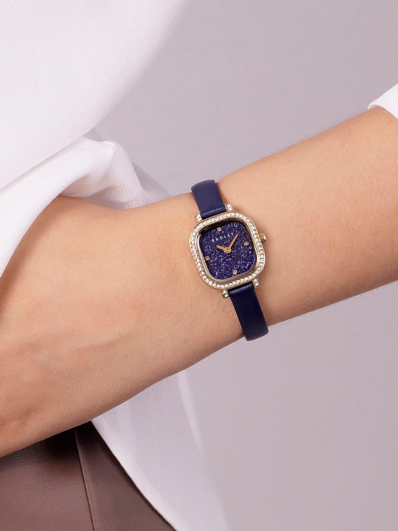  image of radley-ladies-square-stone-ink-leather-strap-watch