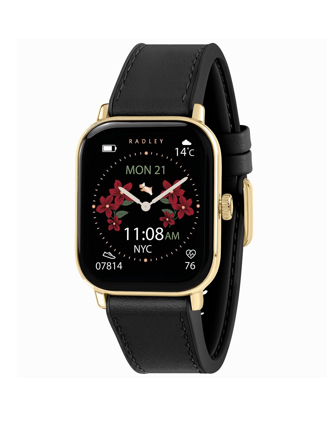 Radley Series 56 Black Leather Silicone Strap Smartwatch - TFT/Calling