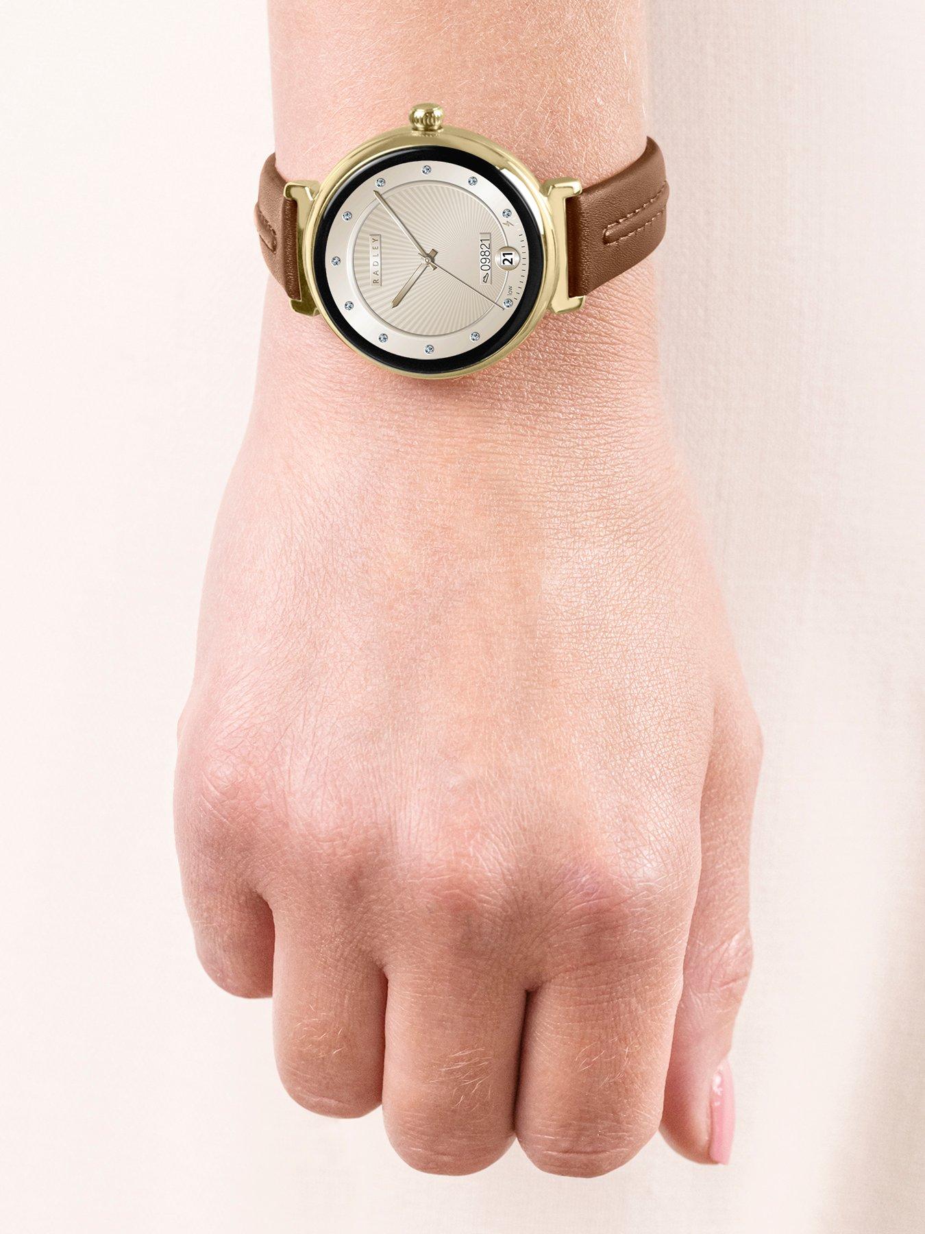  image of radley-series-48-cognac-leather-strap-t-bar-amoled-smartwatch-amoledcalling