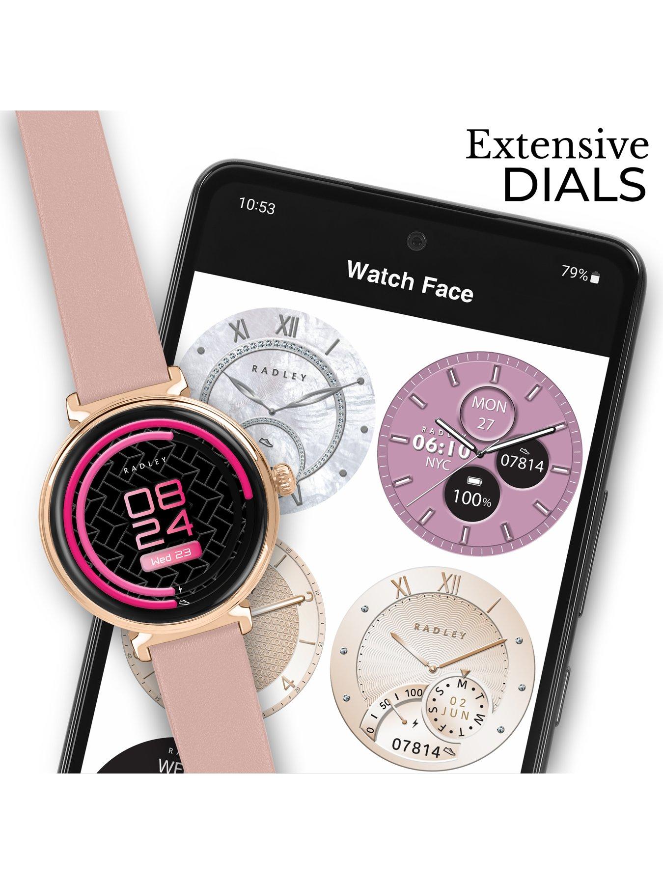  image of radley-series-48-pink-leather-strap-t-bar-amoled-smartwatch-amoledcalling