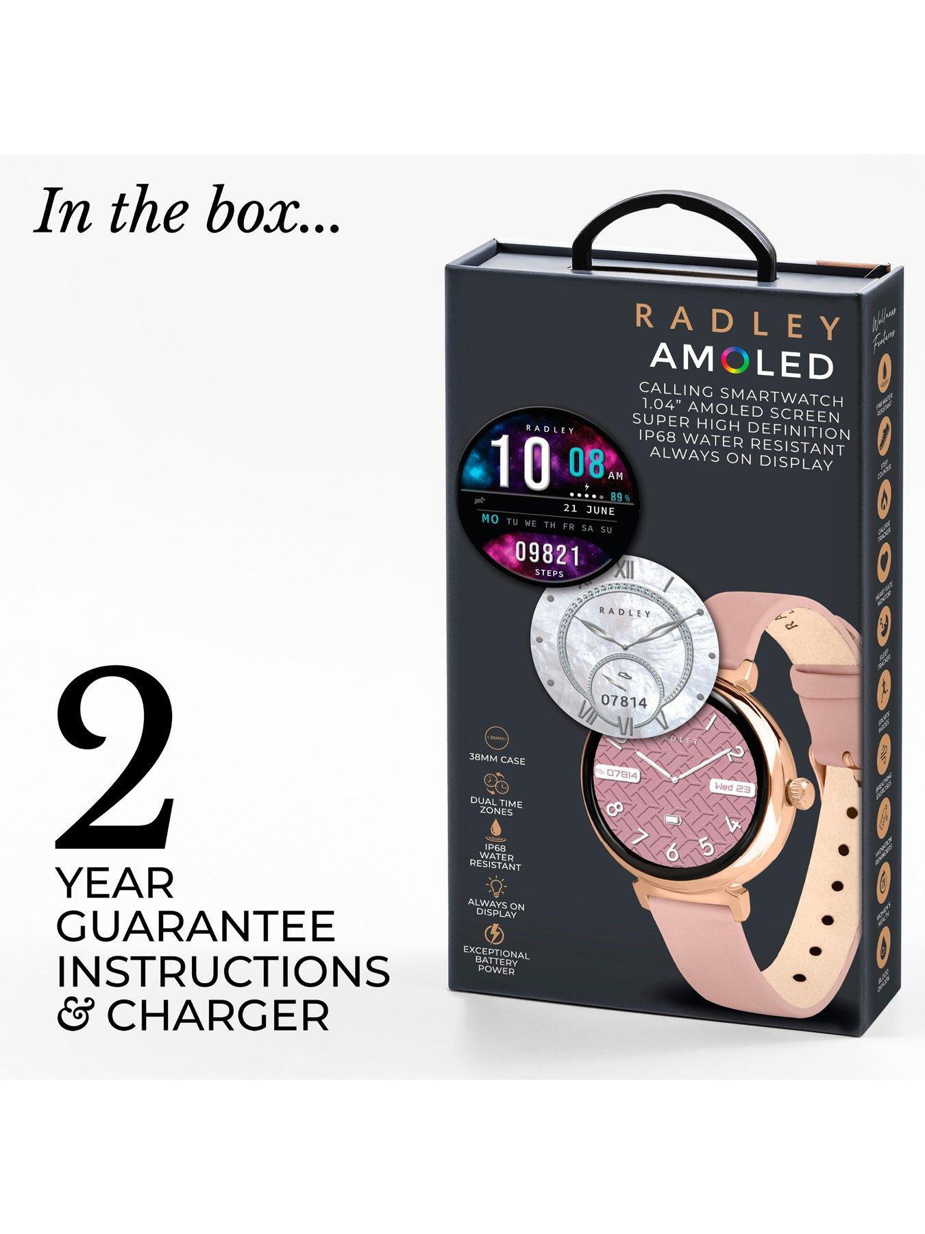 Image 6 of 7 of Radley Series 48 Pink Leather Strap T-Bar Amoled Smartwatch - Amoled/Calling