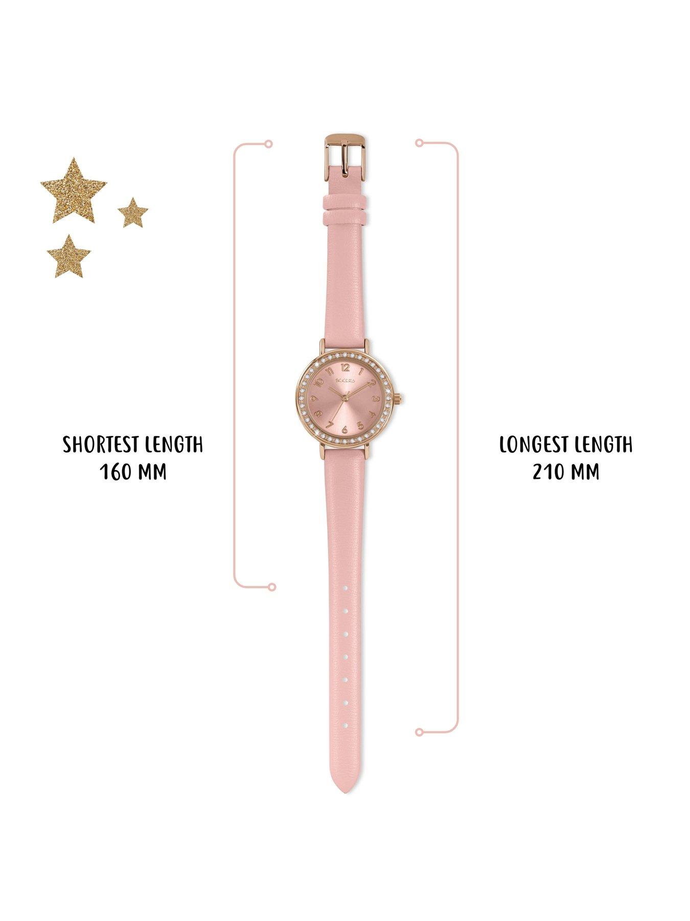 Image 5 of 7 of Tikkers Rose gold stone set case with pink strap and friendship bracelet set]
