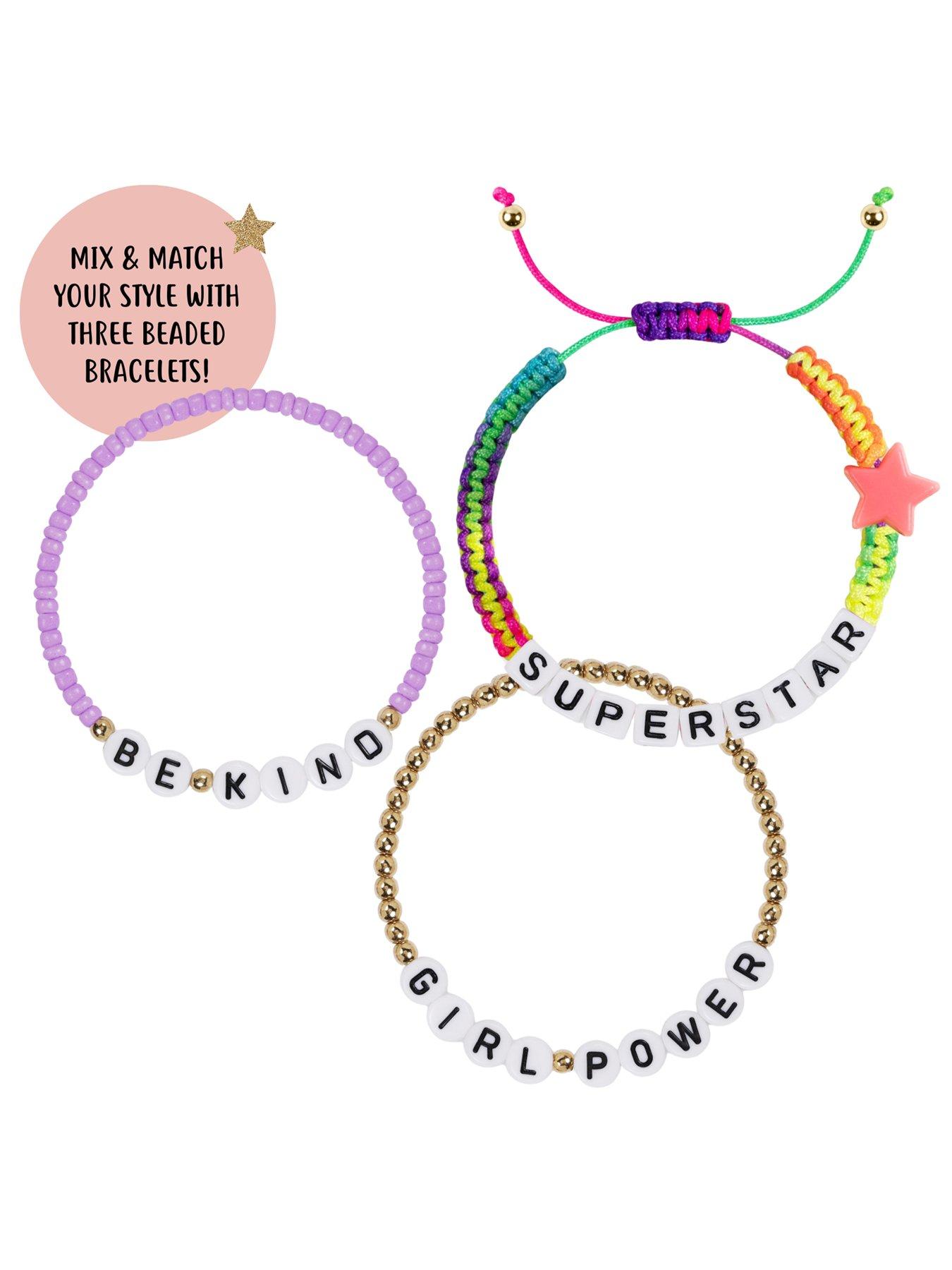 Image 6 of 7 of Tikkers Rose gold stone set case with pink strap and friendship bracelet set]