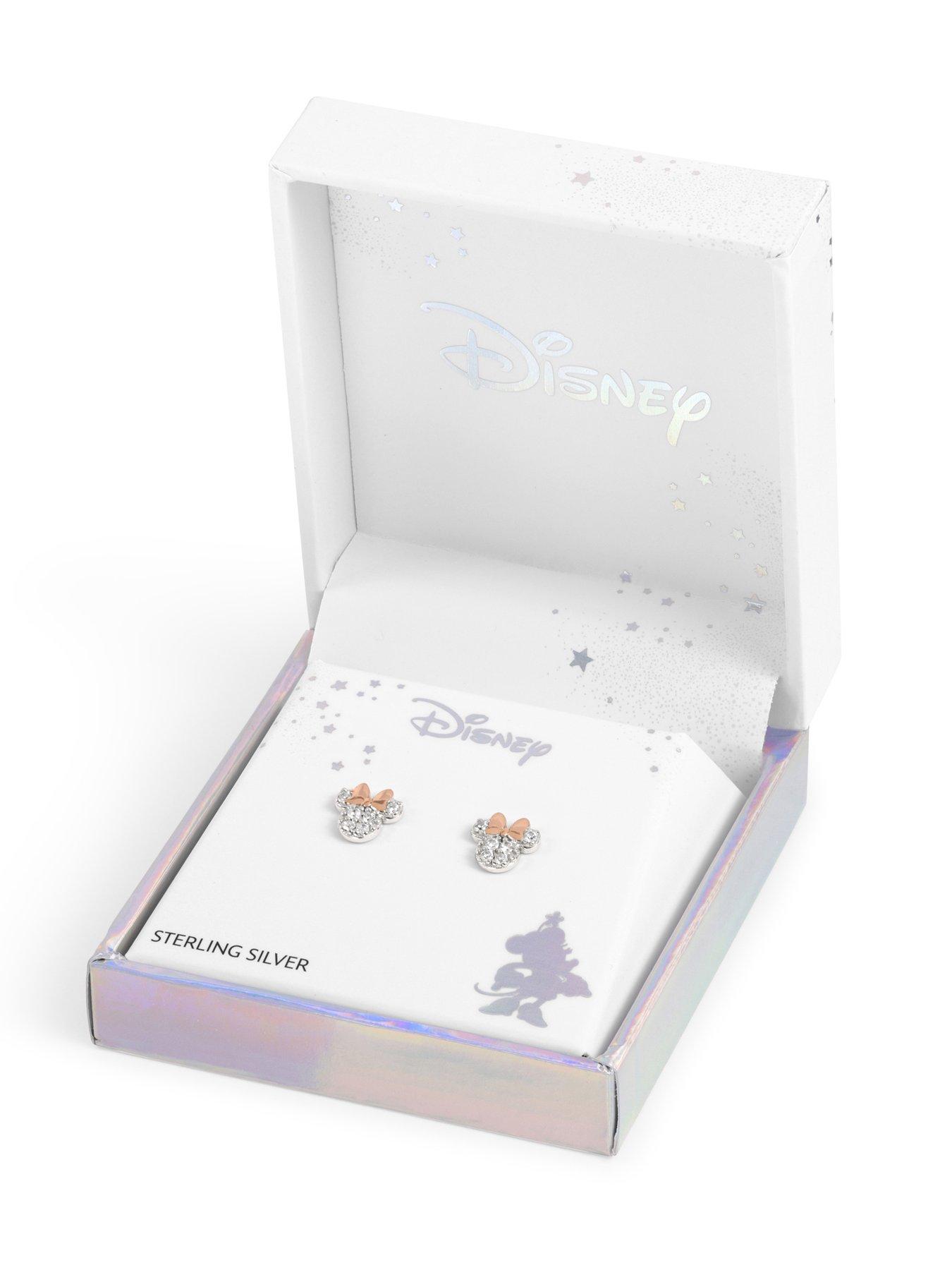  image of disney-sterling-silver-925-minnie-mouse-pink-enamel-bow-stone-set-earrings