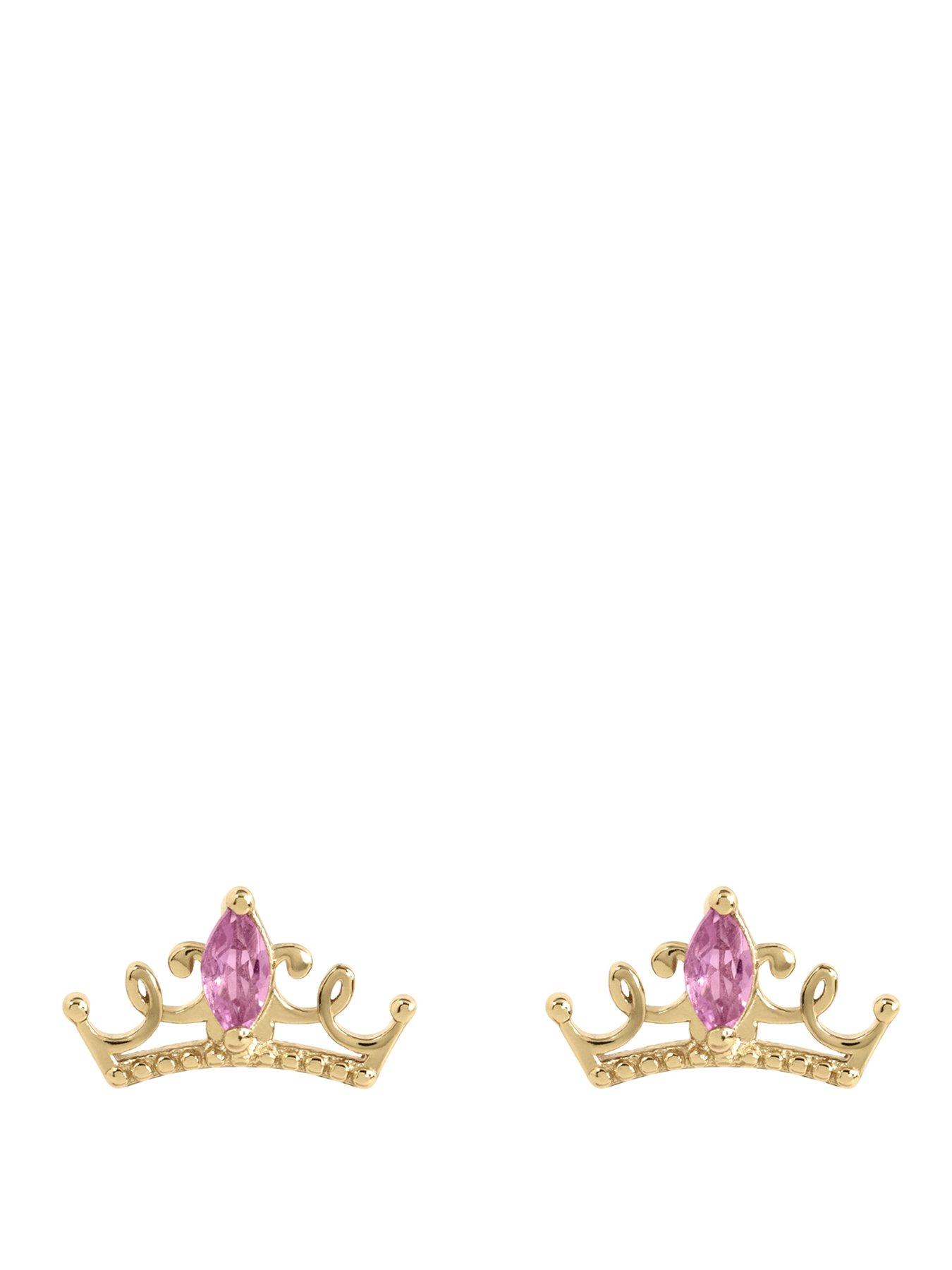 Disney STERLING SILVER 925 PRINCESS CROWN EARRINGS