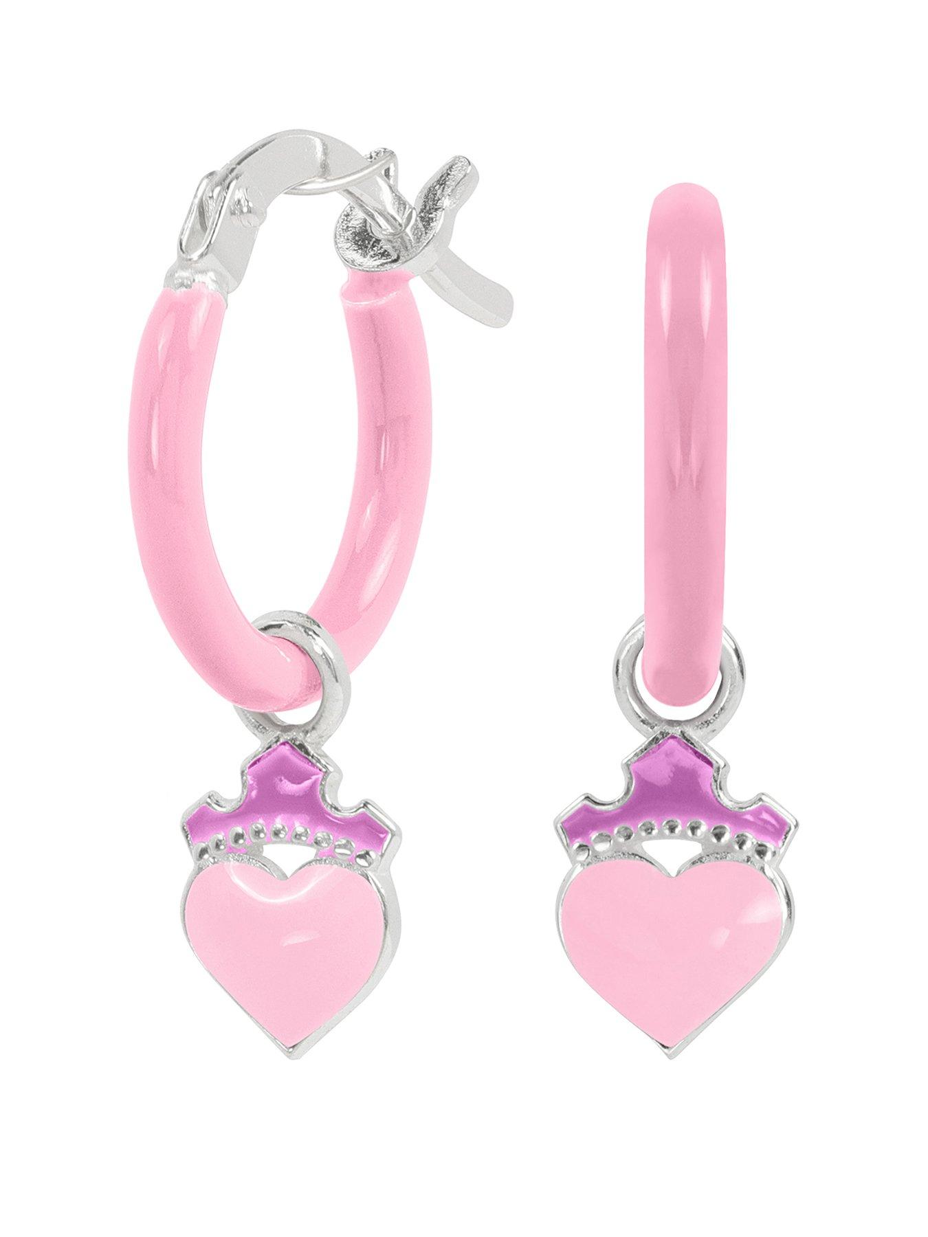 disney-sterling-silver-925-disney-princess-enamel-fill-love-heart-huggie-earrings