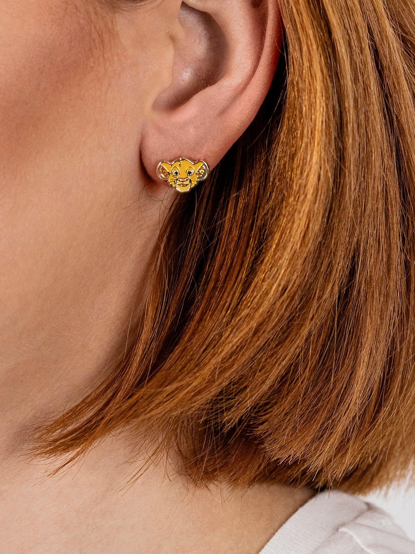  image of disney-brass-yg-plt-simba-stud-earrings