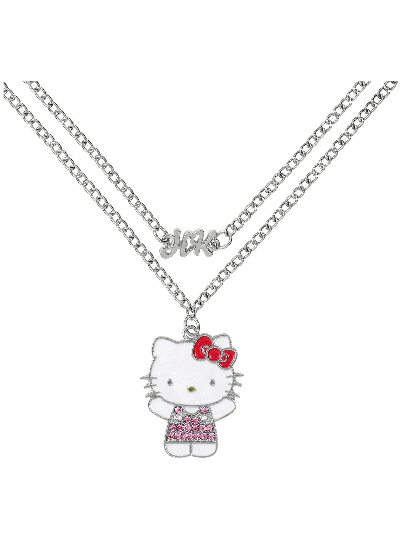  image of disney-hello-kitty-friends-silver-plated-necklace-2pc-card-box