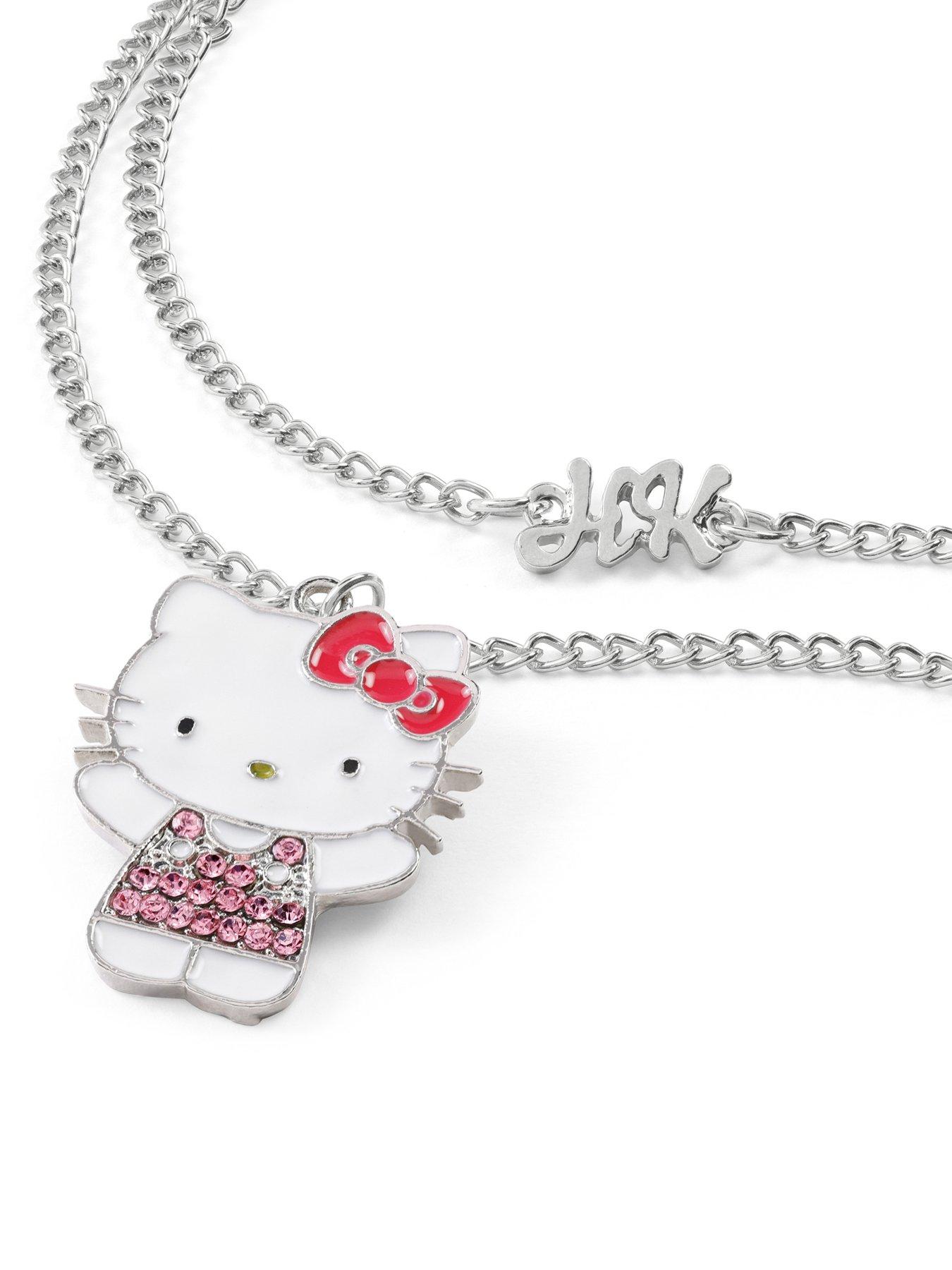  image of disney-hello-kitty-friends-silver-plated-necklace-2pc-card-box