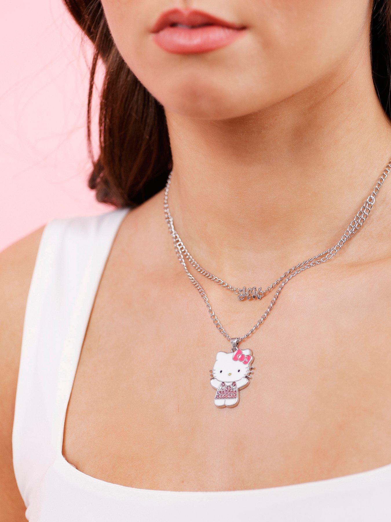  image of disney-hello-kitty-friends-silver-plated-necklace-2pc-card-box