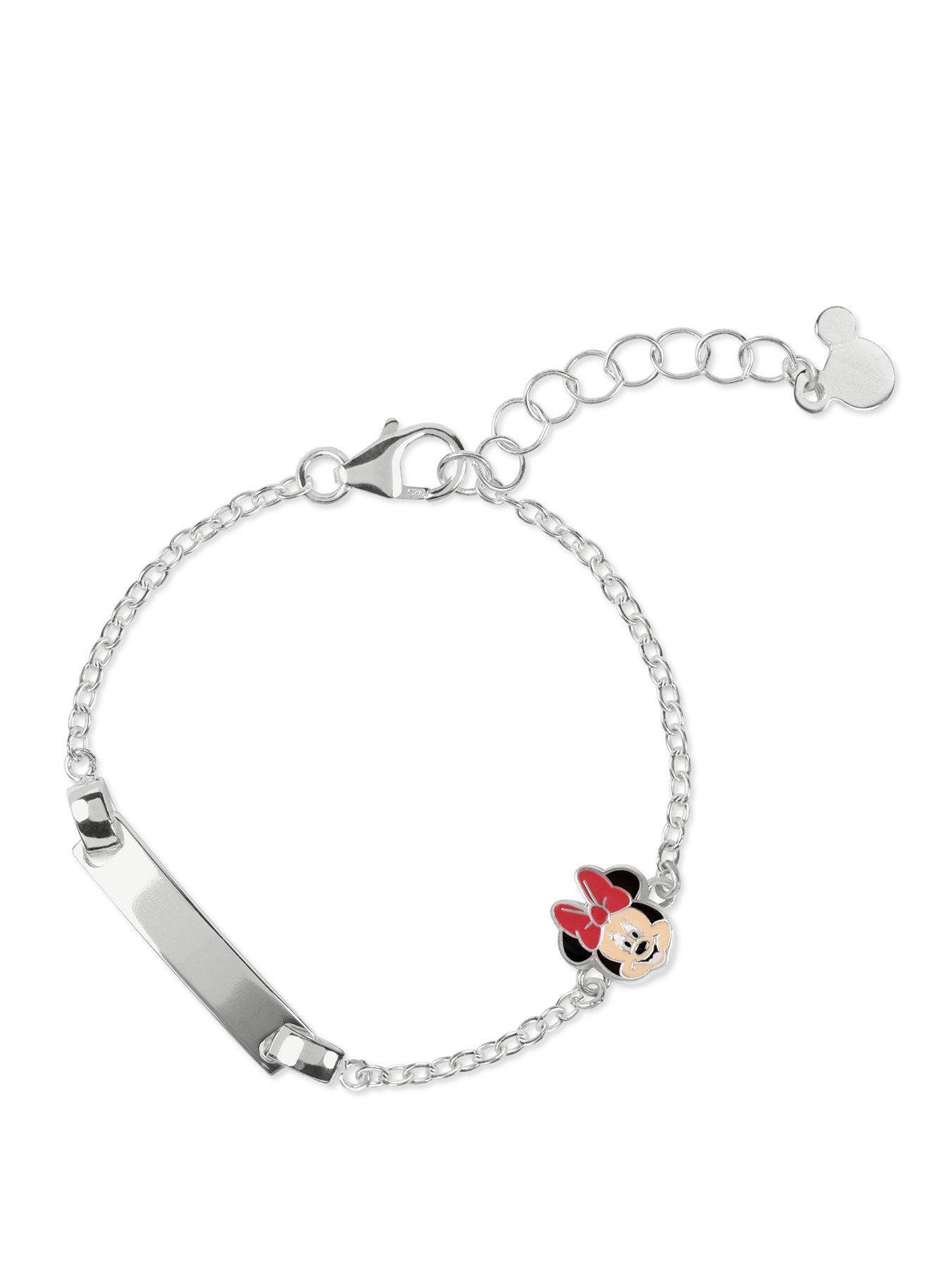 Disney Sterling Silver 925 Minnie Mouse Plaque Bracelet