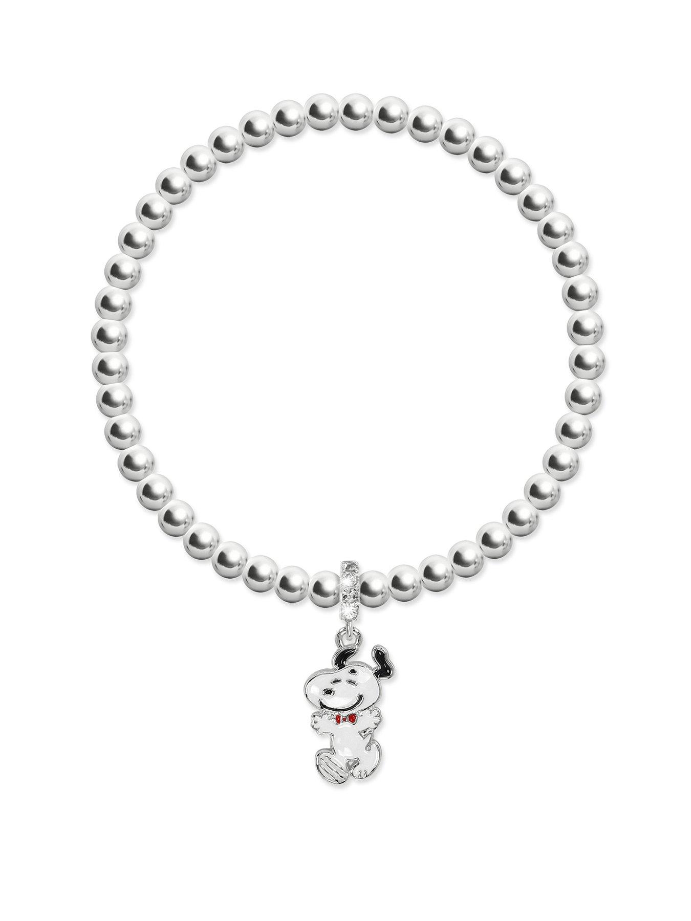 Snoopy Charm Silver Beads Bracelet