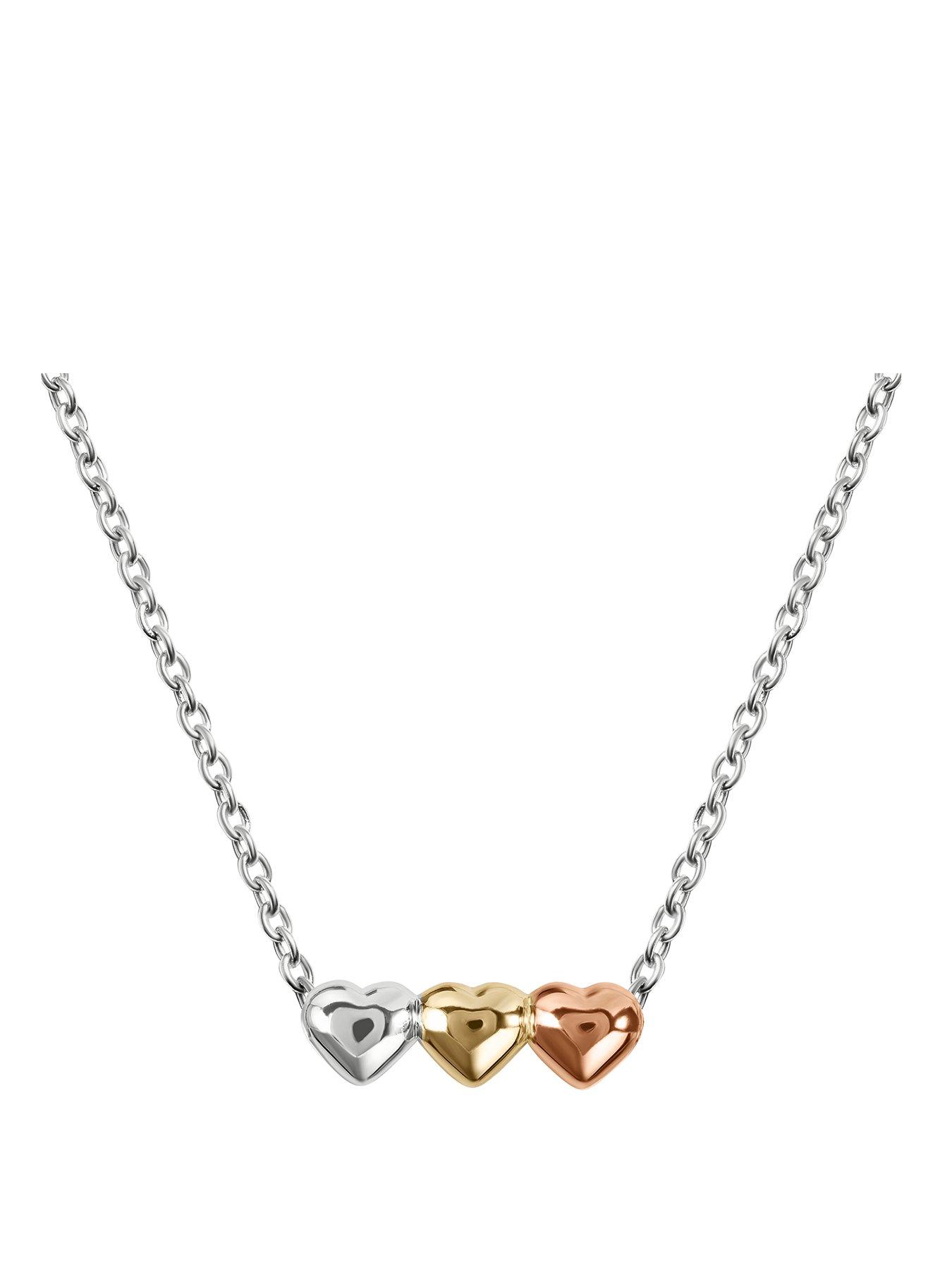 Image 1 of 3 of Radley Sterling Silver Triple Heart Charm Necklace with 18ct Mixed Plating