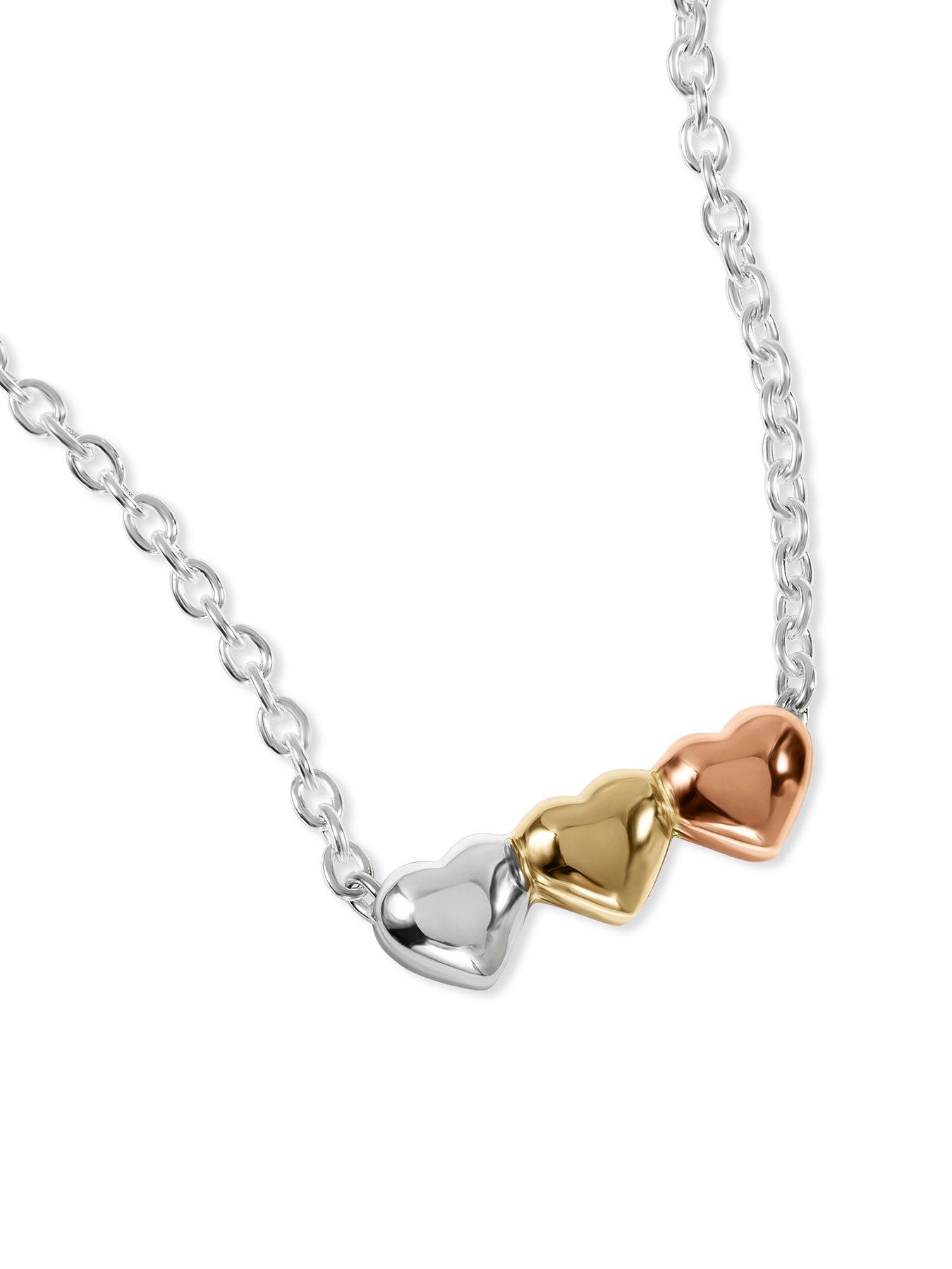 Image 2 of 3 of Radley Sterling Silver Triple Heart Charm Necklace with 18ct Mixed Plating