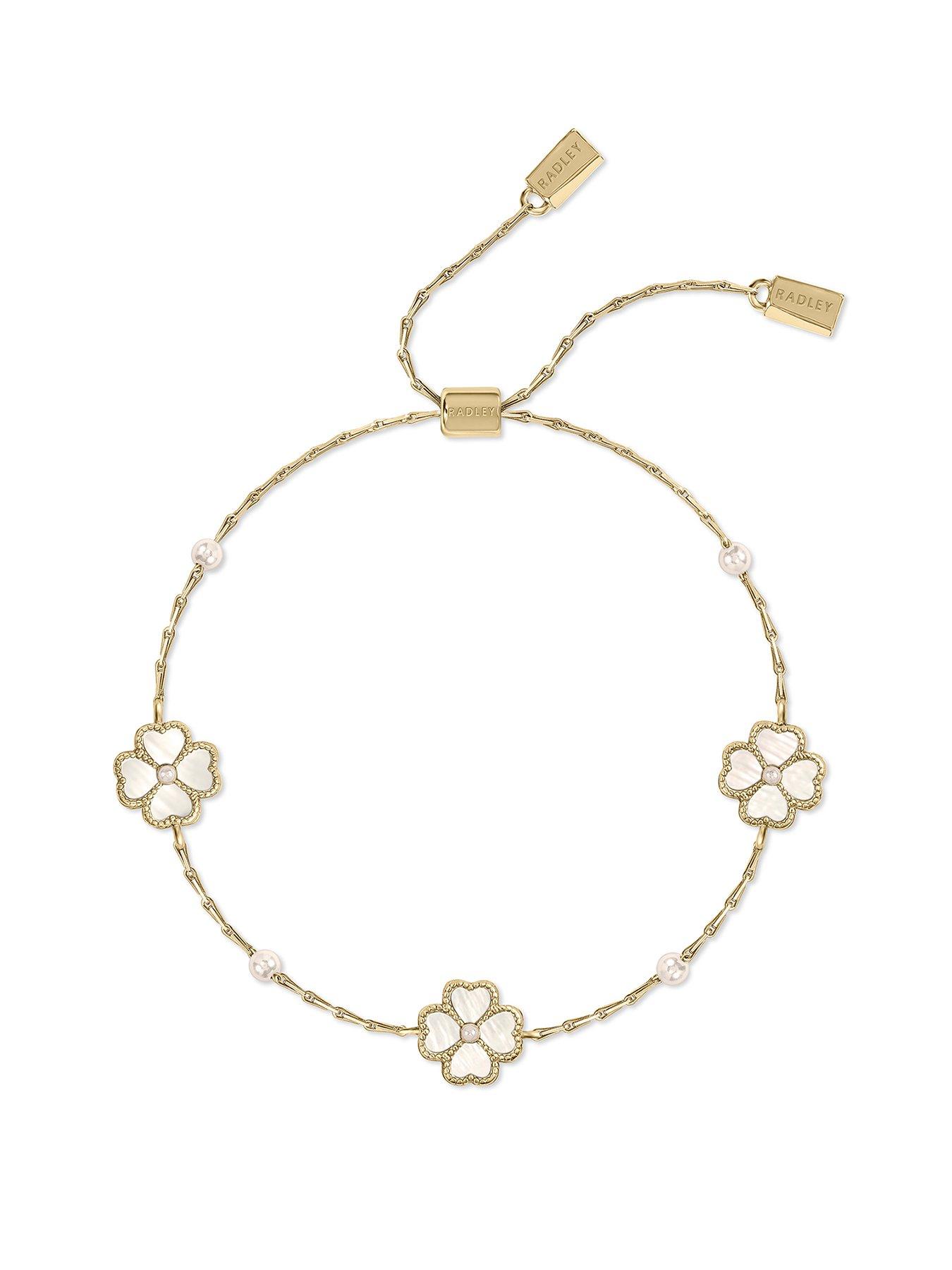 Radley 18ct GP MOP Heart Flower Friendship Bracelet