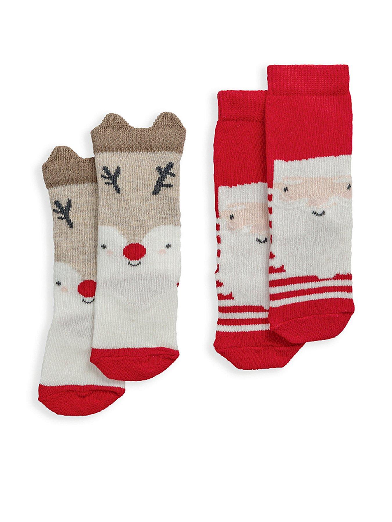 Mamas & Papas Baby Unisex 2 Pack Christmas Socks - Red