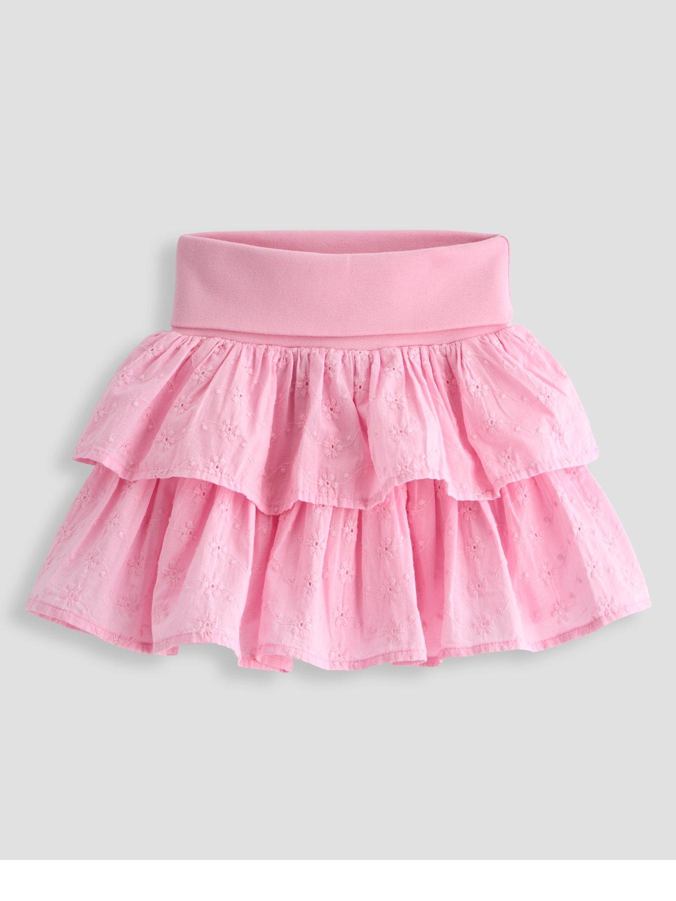Image 1 of 5 of The Very Collection Girls Broderie Ra Ra Skirt - Pink
