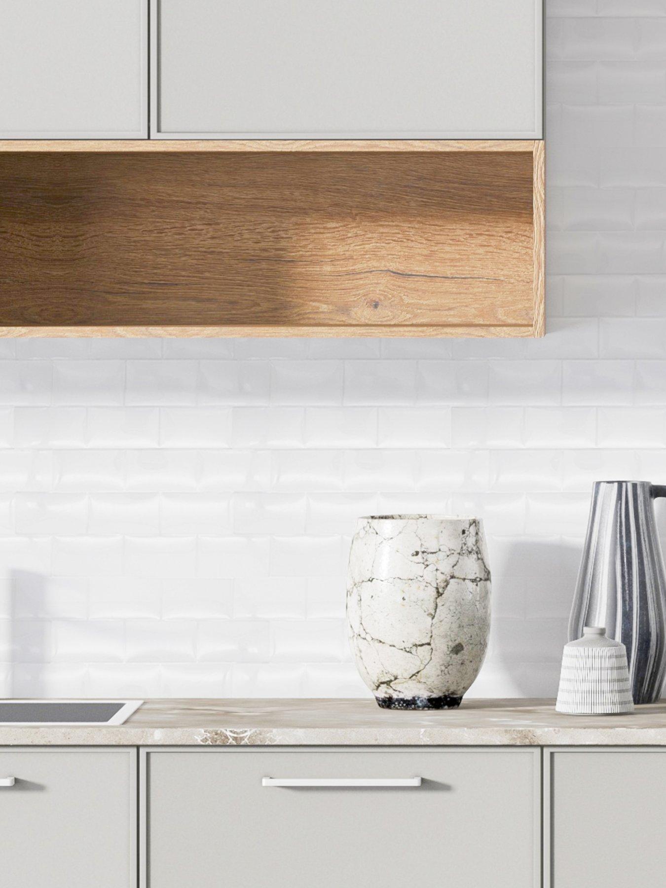 Walplus Pure White Glossy Subway Metro Classic Brick 3D Tile Sticker 30.5 x 15.4cm (12 x 6 in) - 20pcs in a pack