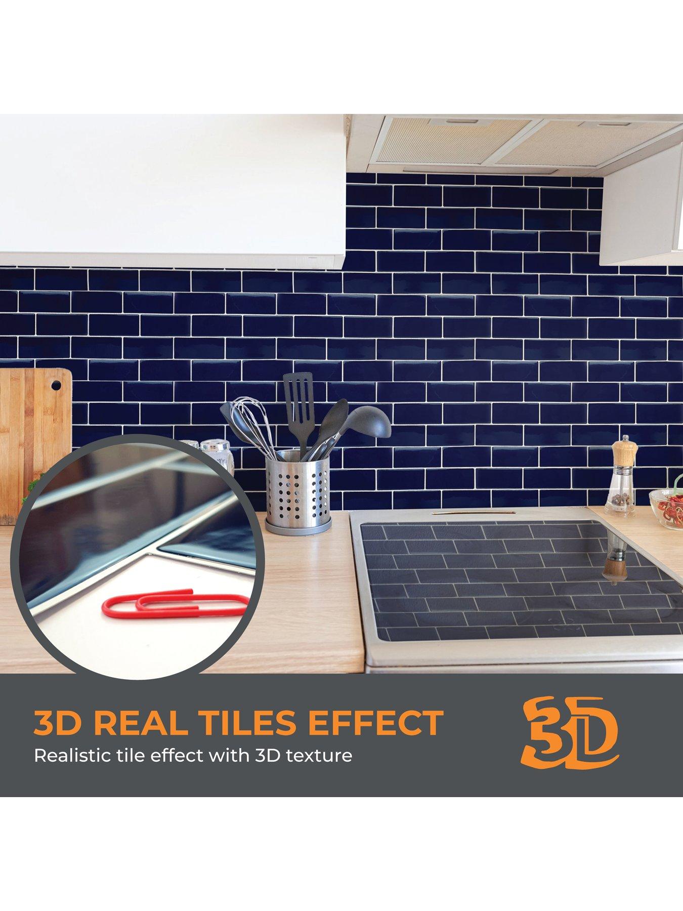 Image 4 of 7 of Walplus Deep Blue Glossy 3D Sticker Tile 30.5 x 30.5cm - 6 pcs