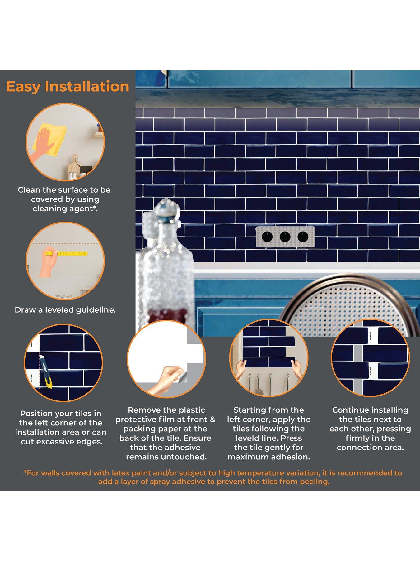 Image 7 of 7 of Walplus Deep Blue Glossy 3D Sticker Tile 30.5 x 30.5cm - 6 pcs