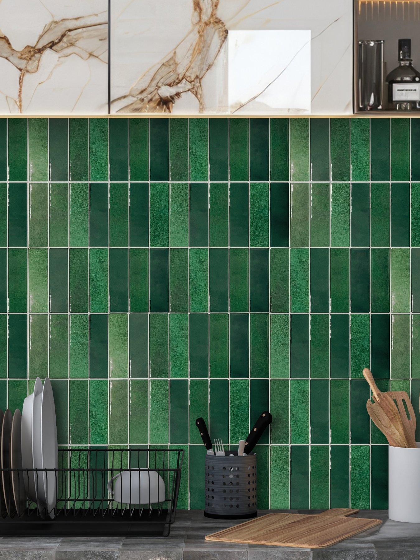 Image 1 of 7 of Walplus Dark Mose Green Rectangular 3D Sticker Tile 12 x 12 inches / 30.5 x 30.5 cm - 6pcs in a pack