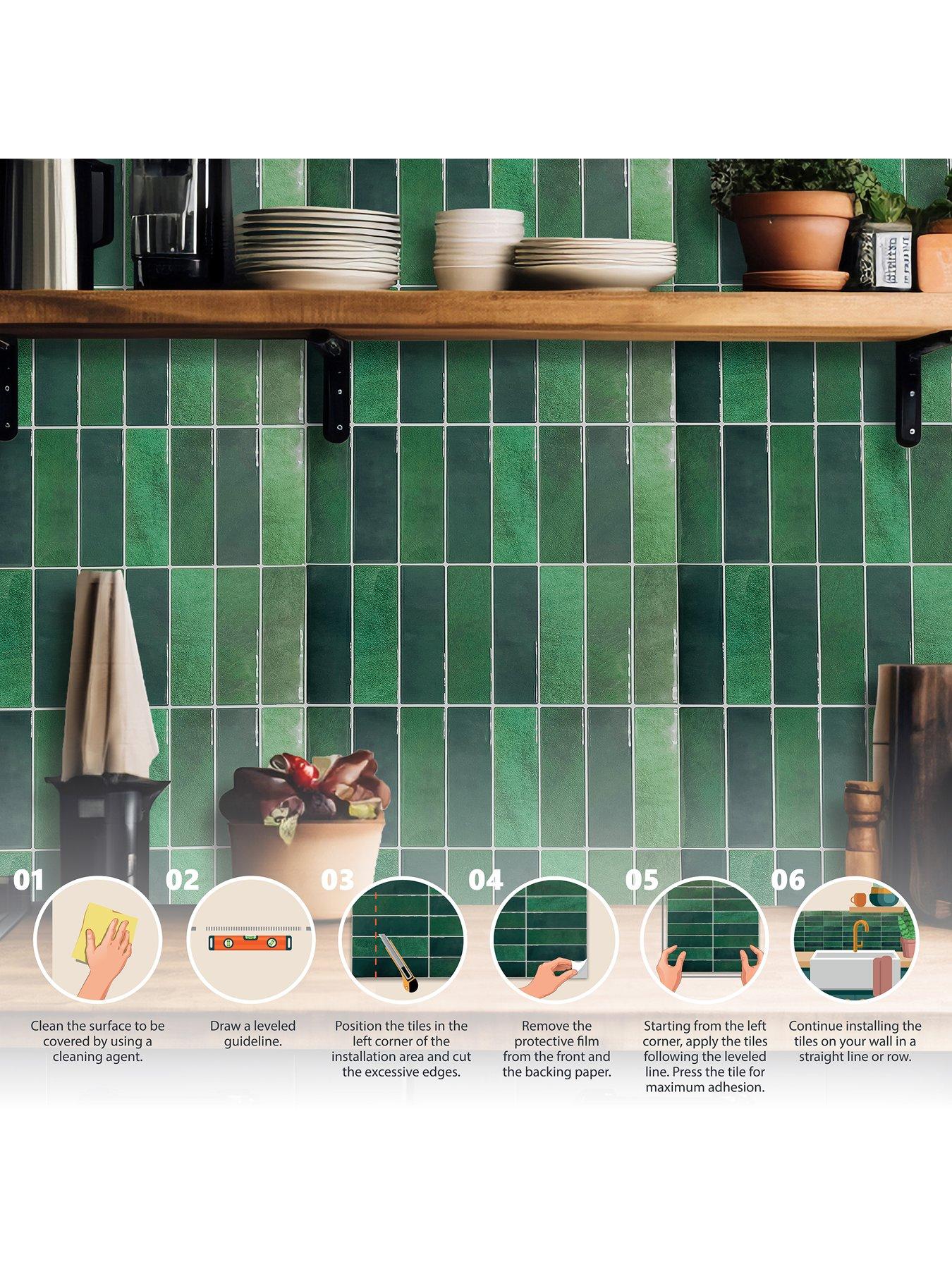 Image 7 of 7 of Walplus Dark Mose Green Rectangular 3D Sticker Tile 12 x 12 inches / 30.5 x 30.5 cm - 6pcs in a pack