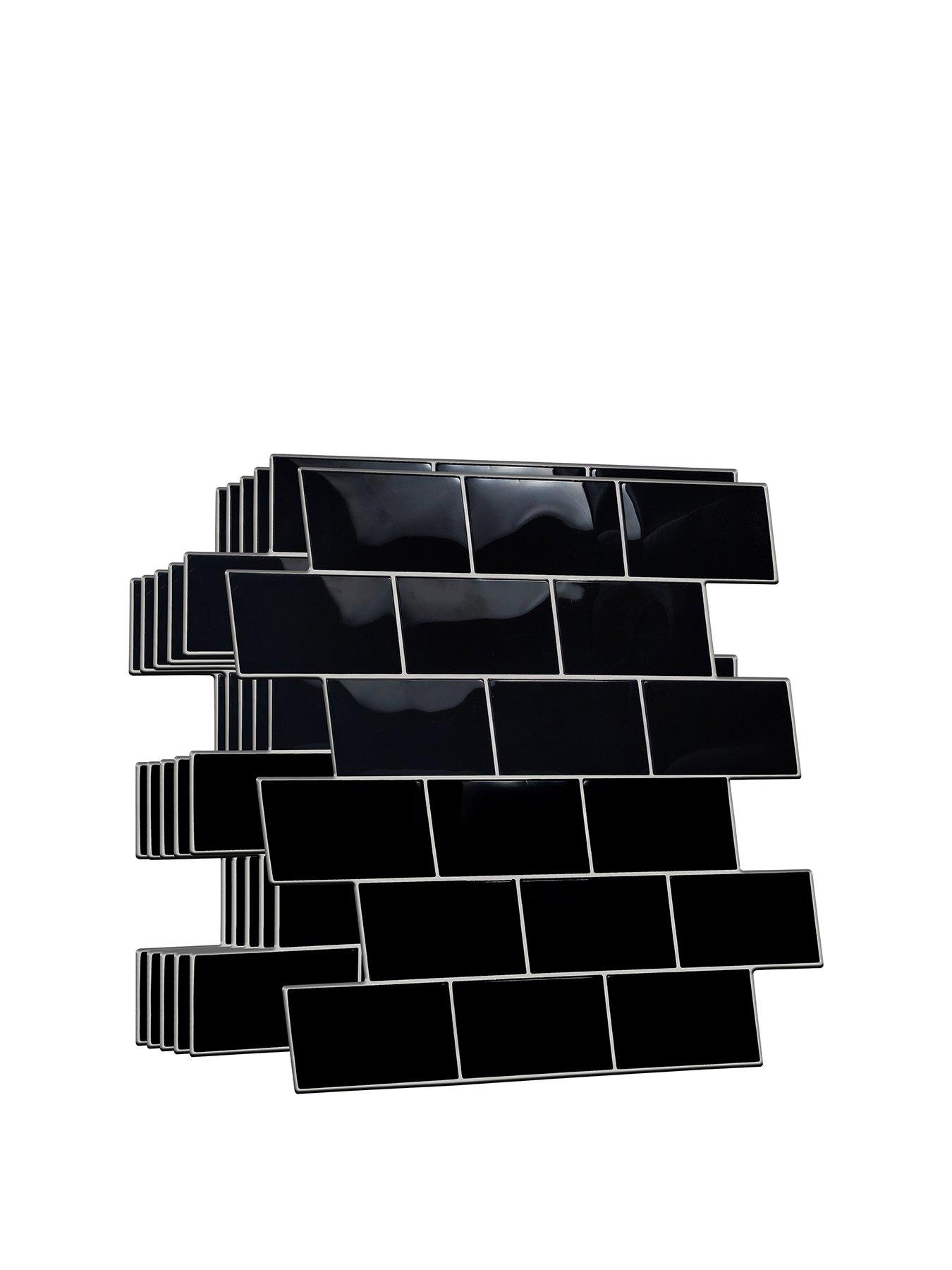 Image 2 of 7 of Walplus Black Metro Subway Glossy 3D Tile Sticker 30.5 x 15.4cm (12 x 6 in) - 20pcs in a pack