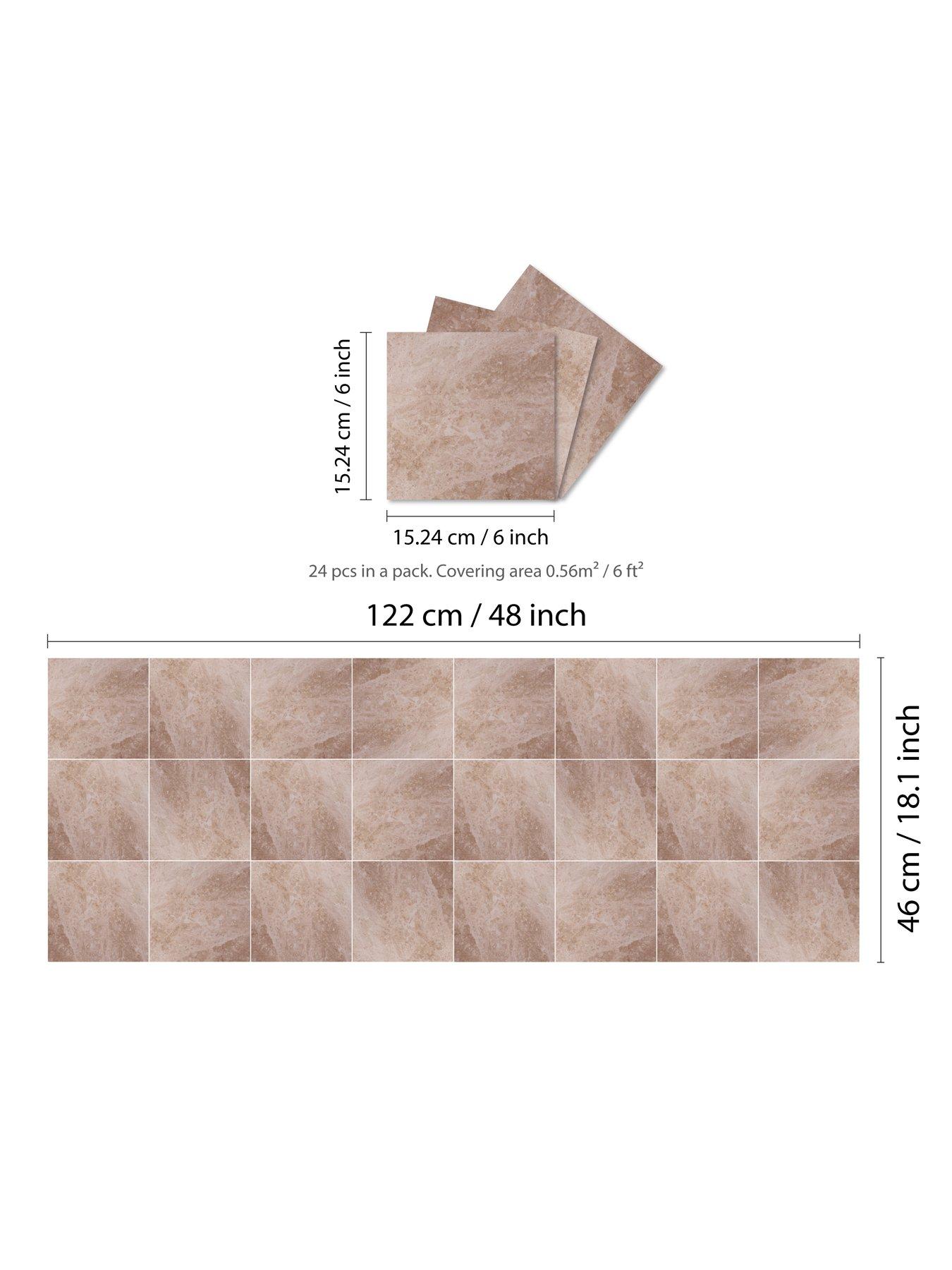 Image 6 of 7 of Walplus Topaz Brown Marble Stone Tile Sticker 6 x 6 inches / 15.24 x 15.24cm - 24pcs in a pack