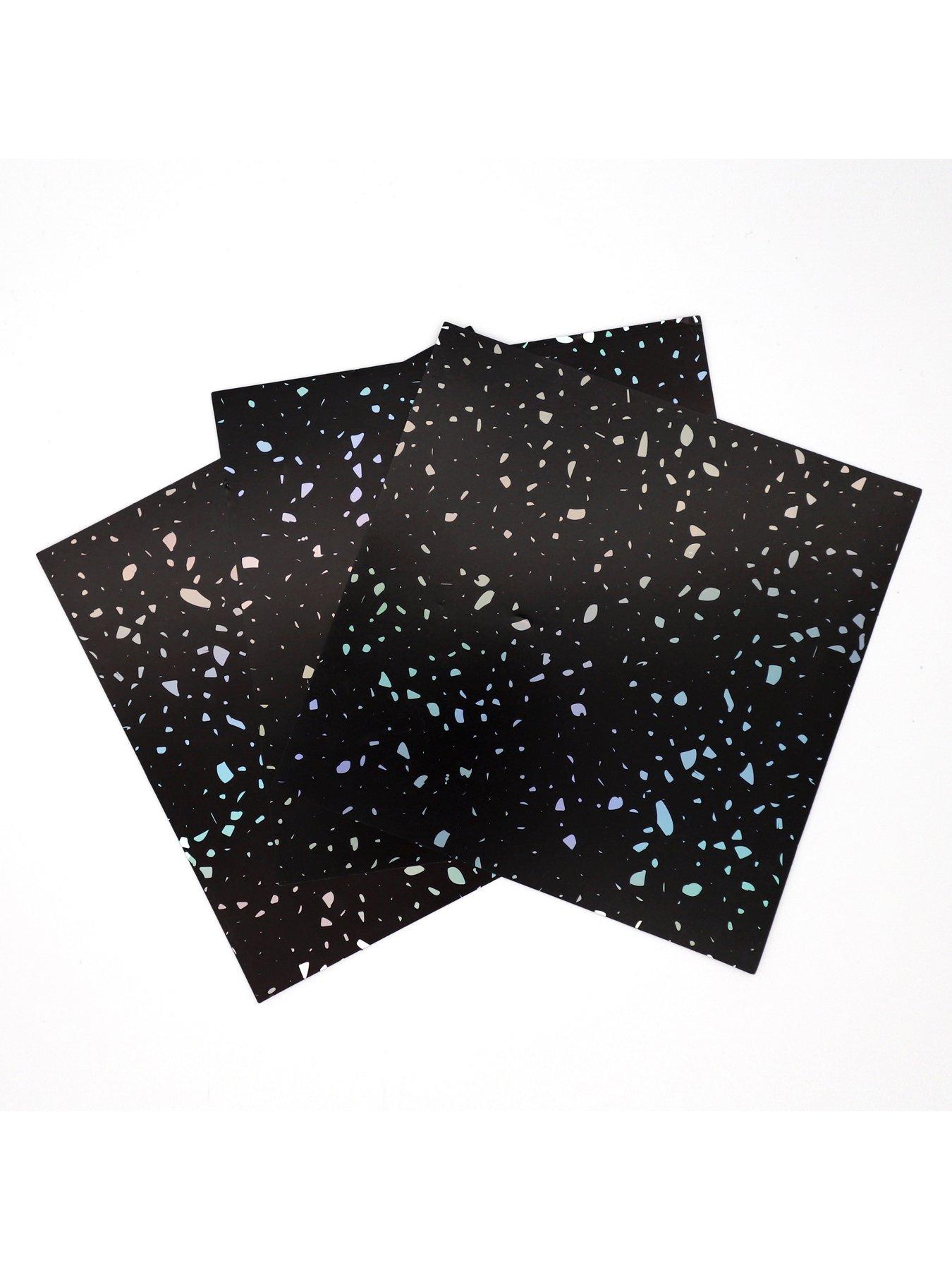 Image 4 of 7 of Walplus Terrazzo Holographic Glitter Black Wall Tile Sticker Set - 15cm (6inch) - 24pcs one pack