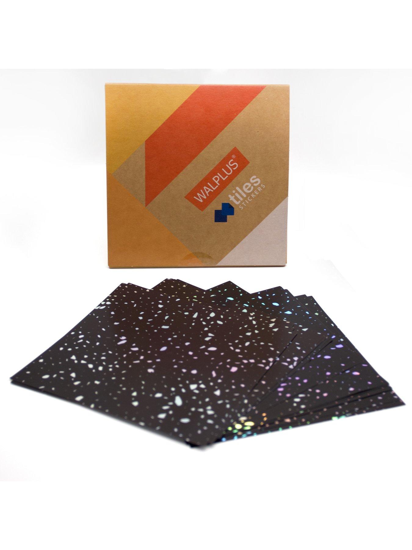 Image 5 of 7 of Walplus Terrazzo Holographic Glitter Black Wall Tile Sticker Set - 15cm (6inch) - 24pcs one pack