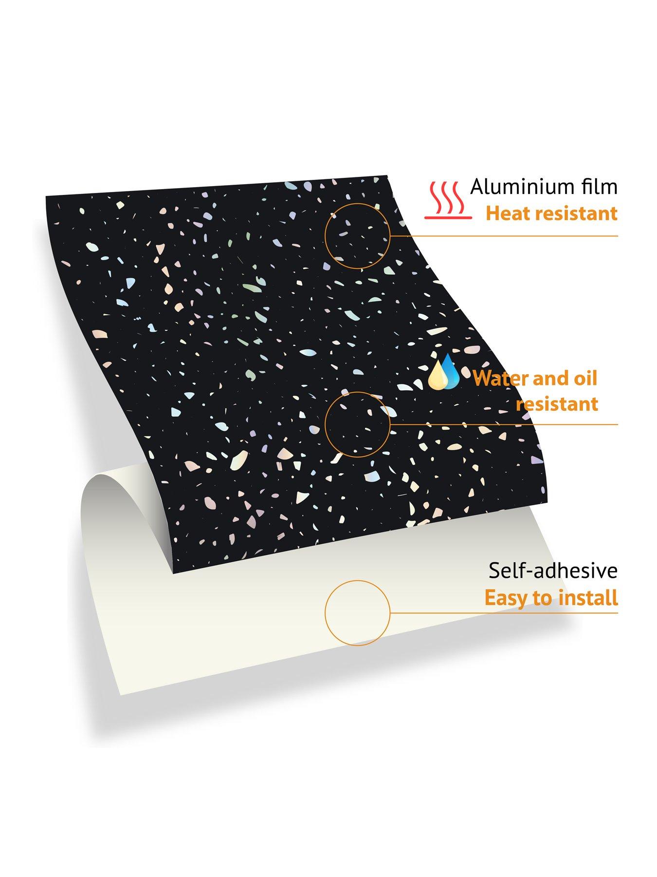 Image 6 of 7 of Walplus Terrazzo Holographic Glitter Black Wall Tile Sticker Set - 15cm (6inch) - 24pcs one pack