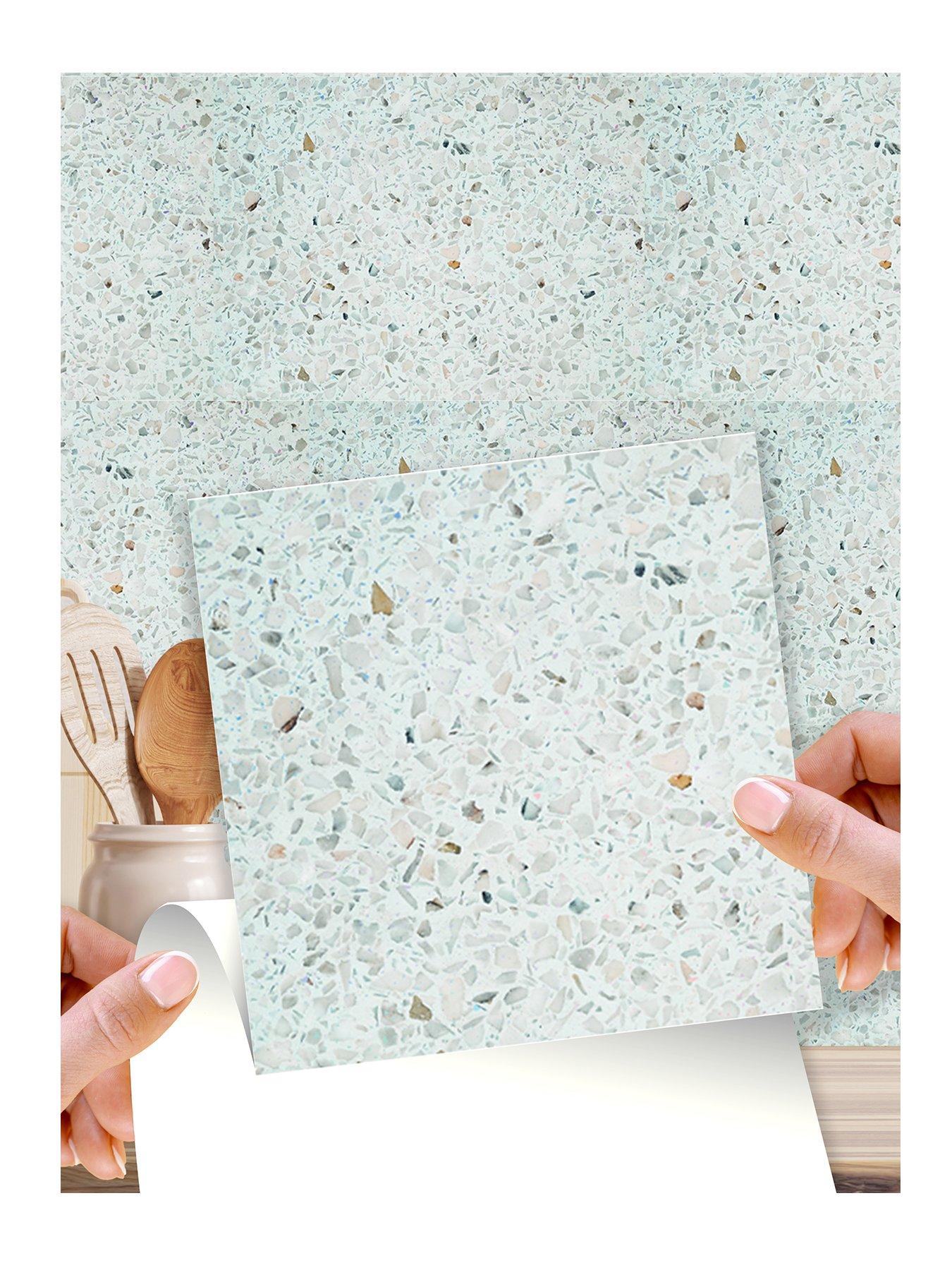 Image 2 of 7 of Walplus Marble Terrazzo Metallic Silver Wall Tile Sticker Set - 15cm (6inch) - 24pcs one pack