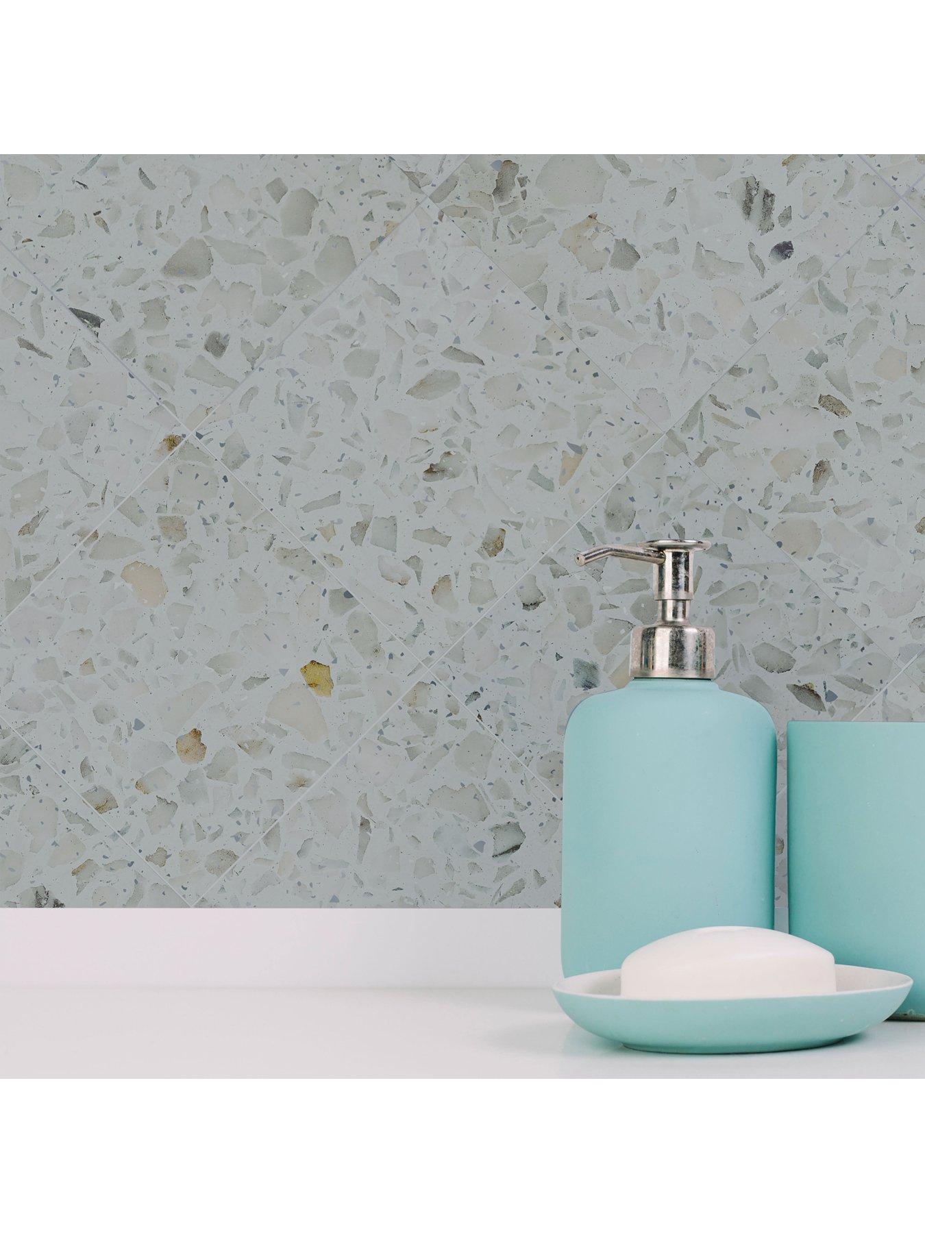 Image 4 of 7 of Walplus Marble Terrazzo Metallic Silver Wall Tile Sticker Set - 15cm (6inch) - 24pcs one pack