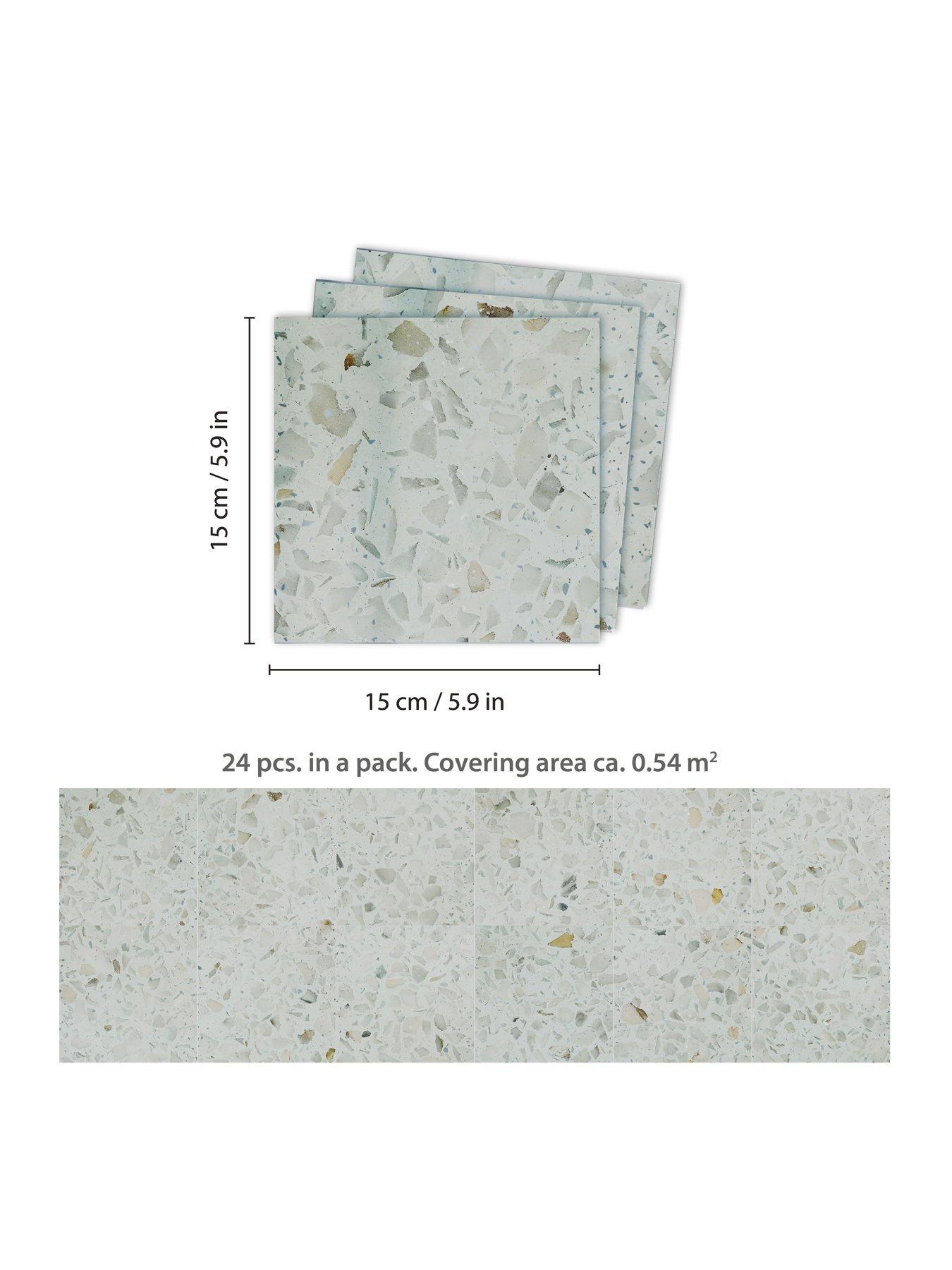 Image 5 of 7 of Walplus Marble Terrazzo Metallic Silver Wall Tile Sticker Set - 15cm (6inch) - 24pcs one pack