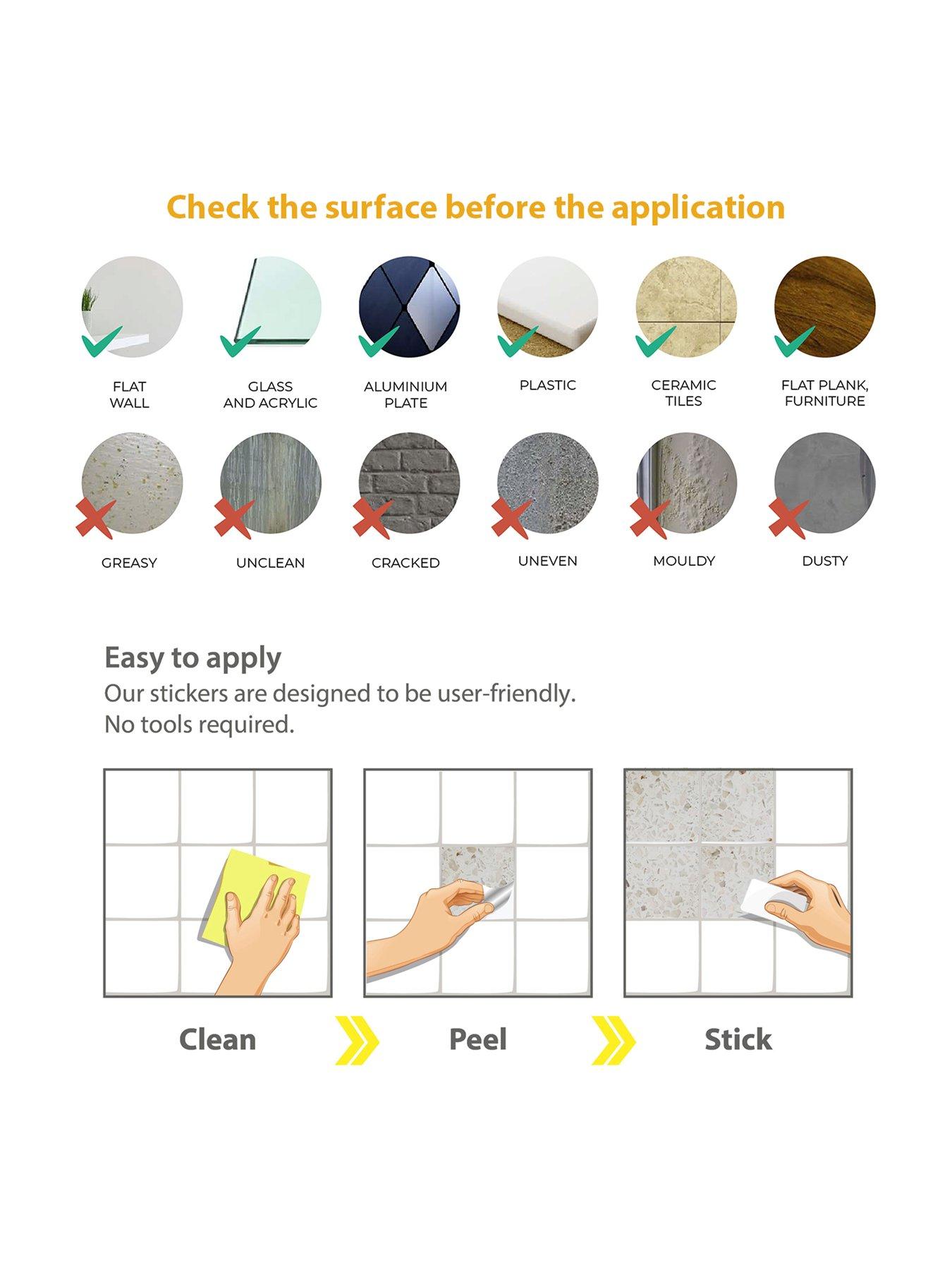 Image 7 of 7 of Walplus Marble Terrazzo Metallic Silver Wall Tile Sticker Set - 15cm (6inch) - 24pcs one pack