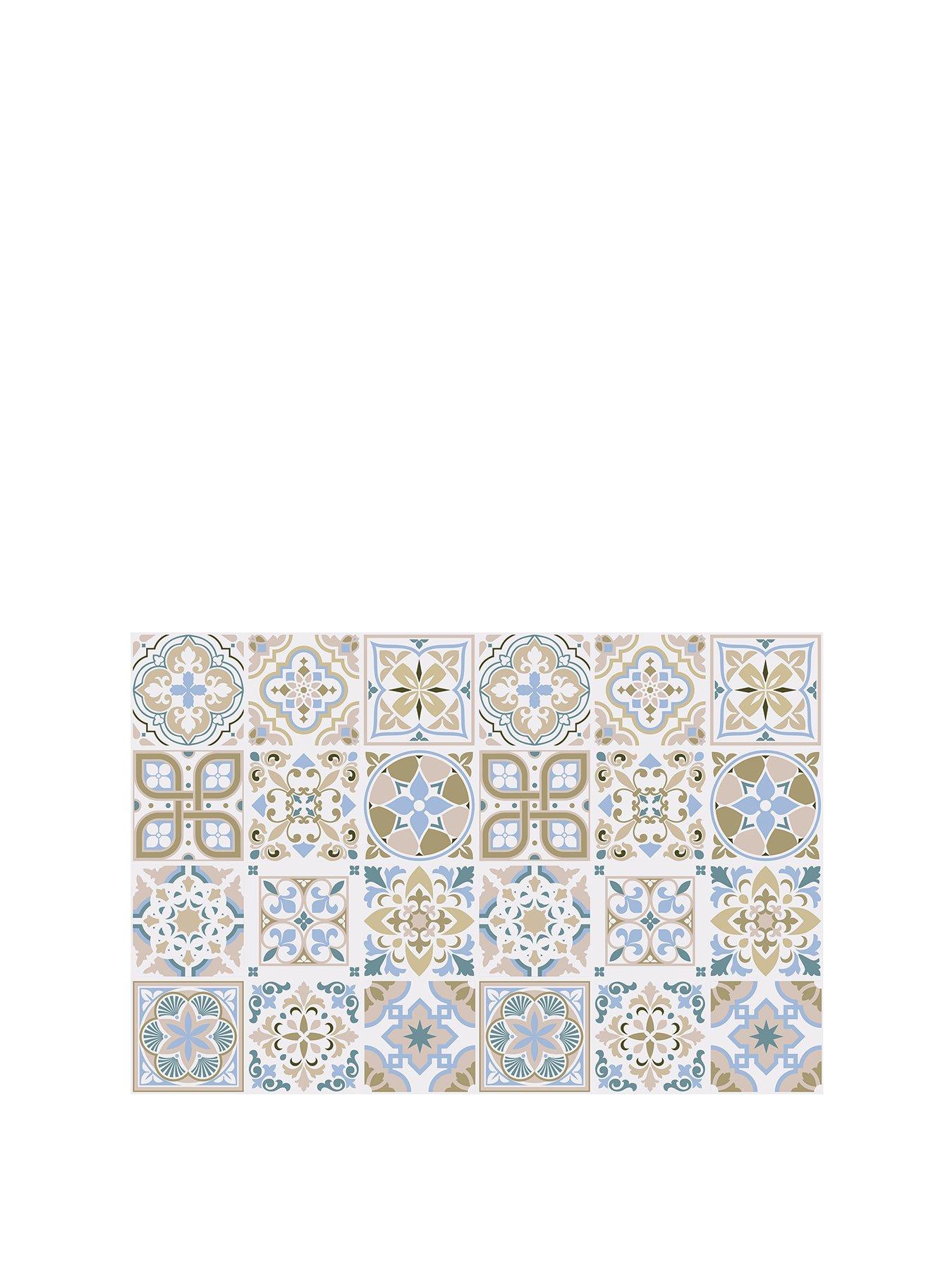  image of walplus-light-sapphire-and-parchment-colour-traditional-spanish-tiles-wall-stickers-15-cm-x-15-cm-24-pcs
