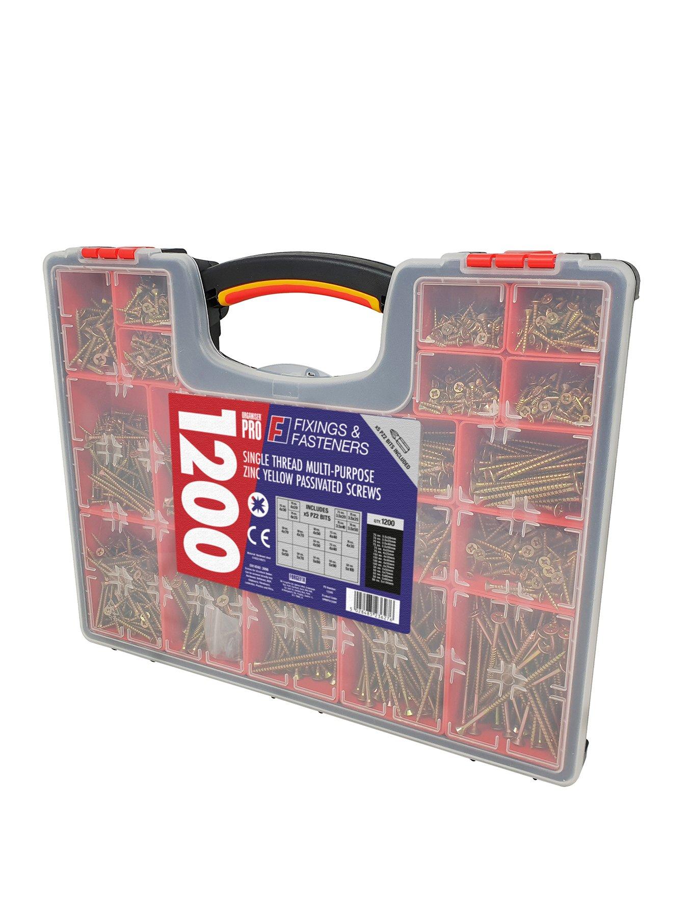 ForgeFix Organiser Pro Multi-Purpose Wood Screw Kit, 1200 Piece