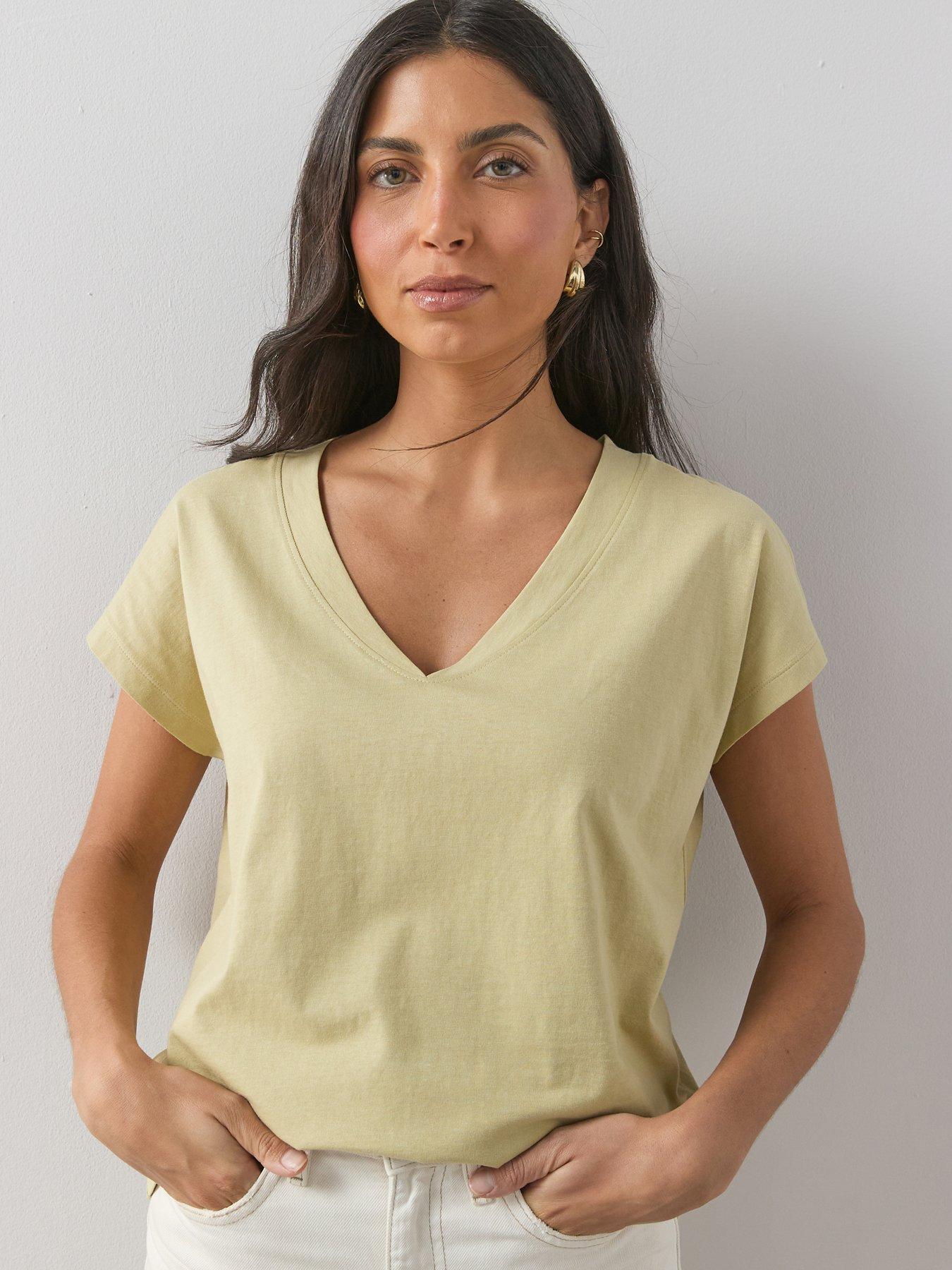 The Very Collection V Neck Essential Cotton T-Shirt - Green