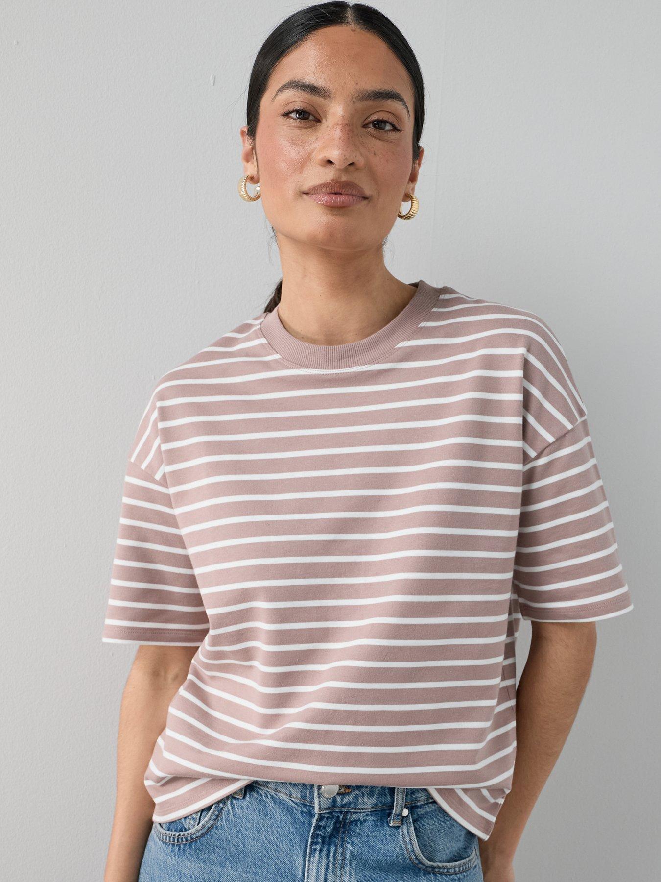 The Very Collection Heavyweight Short Sleeve T-Shirt Stripe - Multi