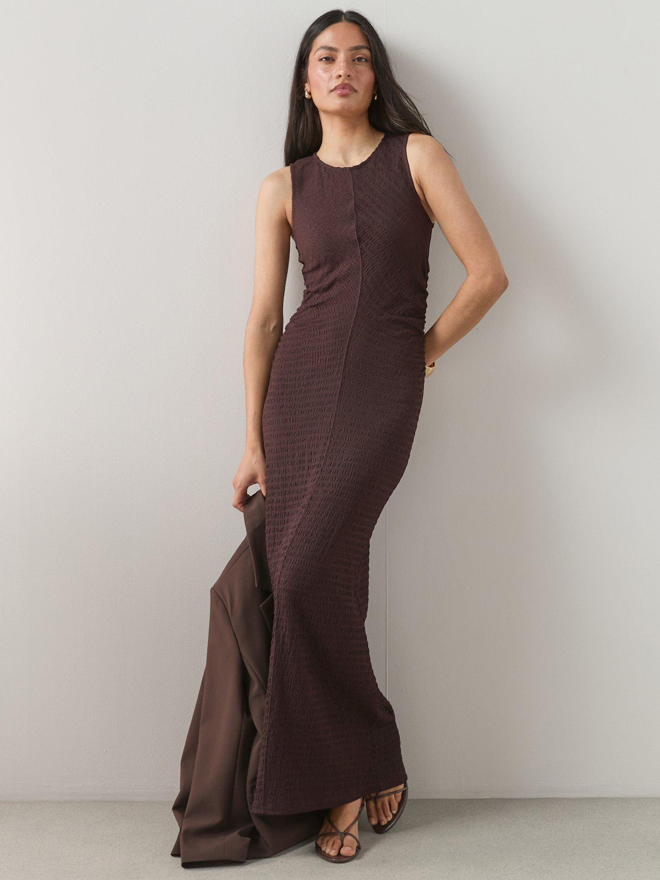 The Very Collection Ruched Side Textured Maxi Dress